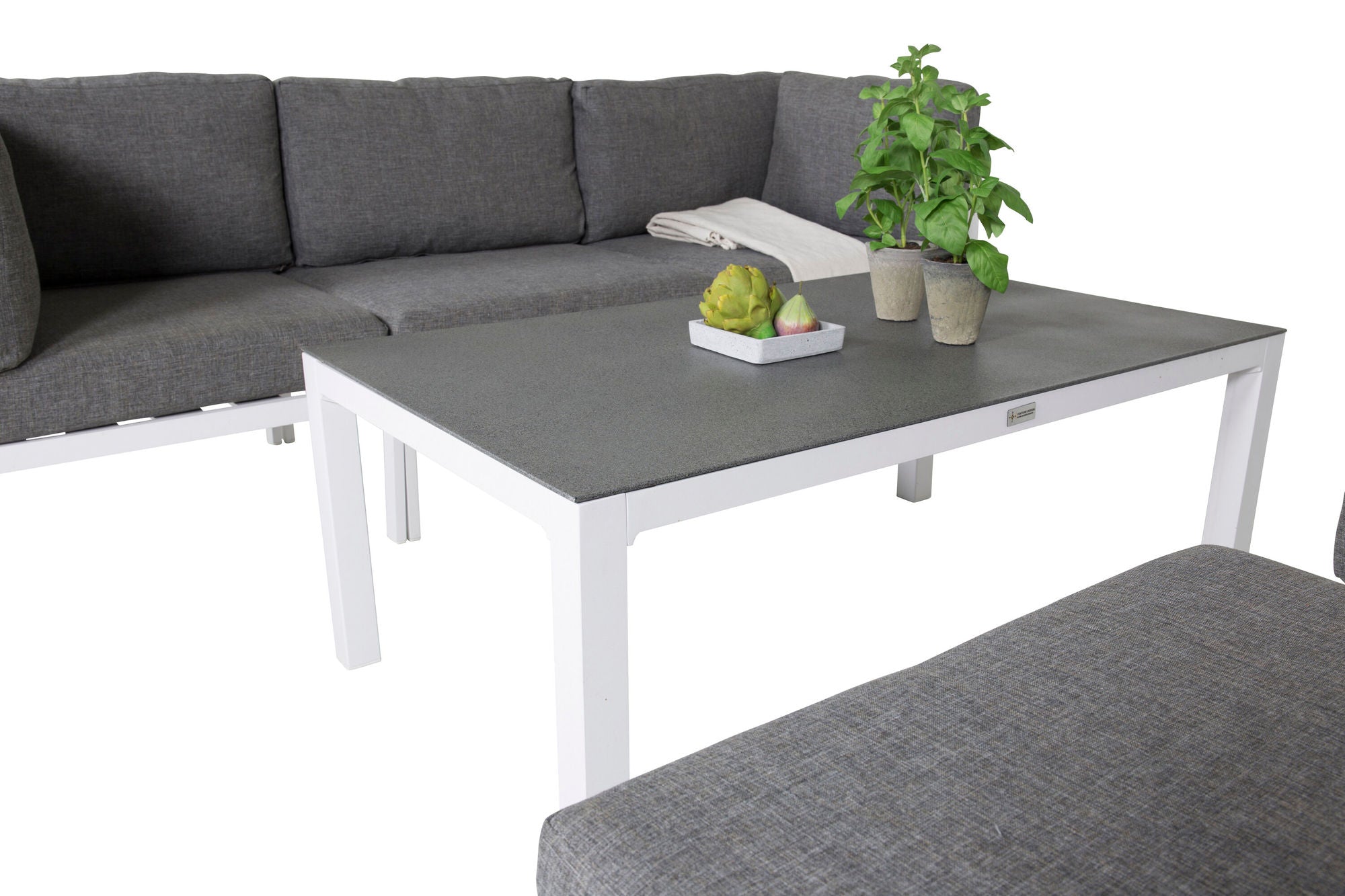 Venture Home Copacabana Longe Set 5pcs - White Alu / Grey Cushion+Copacabana Sofa bord