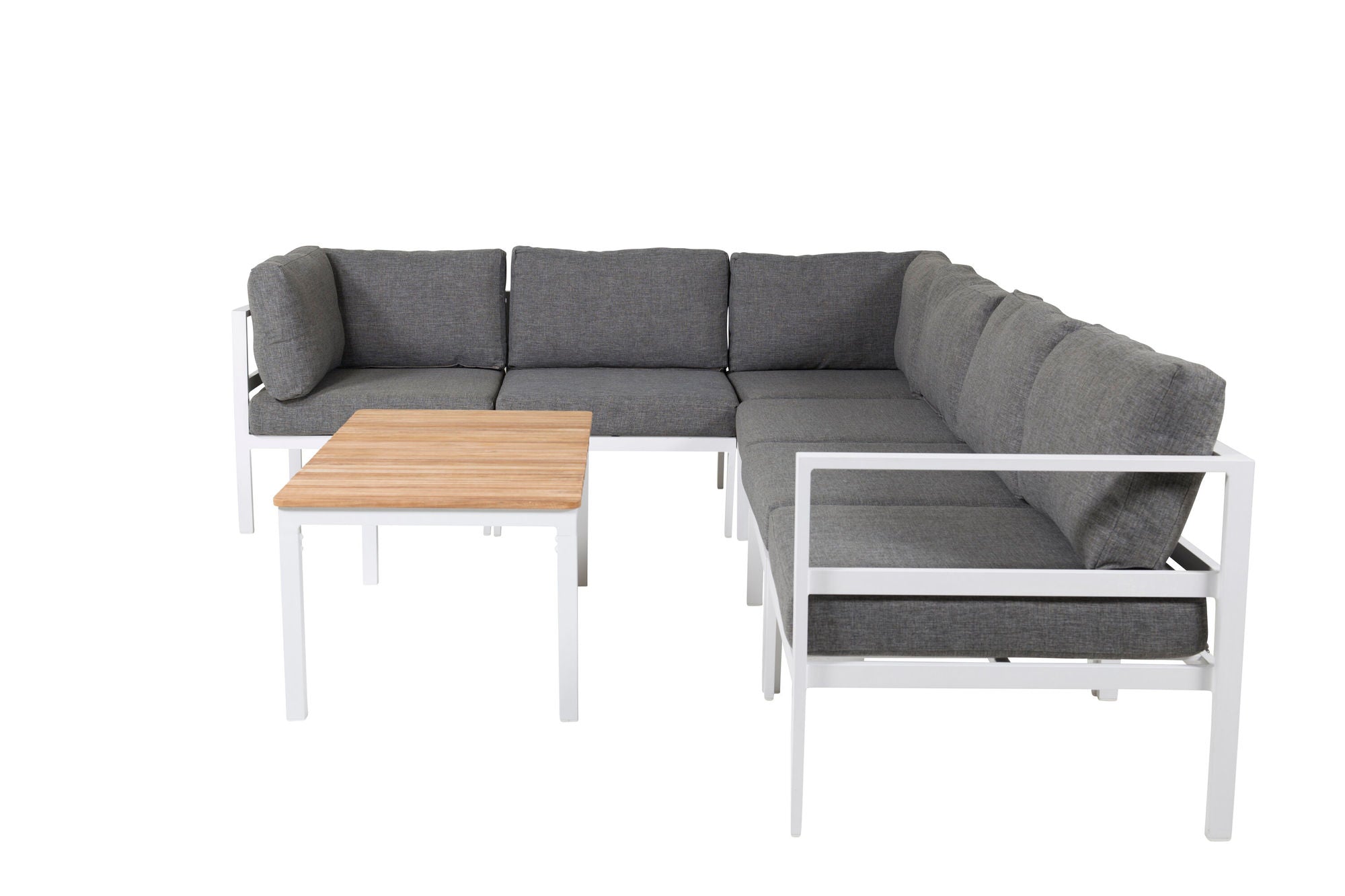 Venture Home Copacabana Lounge Group 6pcs - White Alu / Grey Cushion+Brasilia Sofa bord