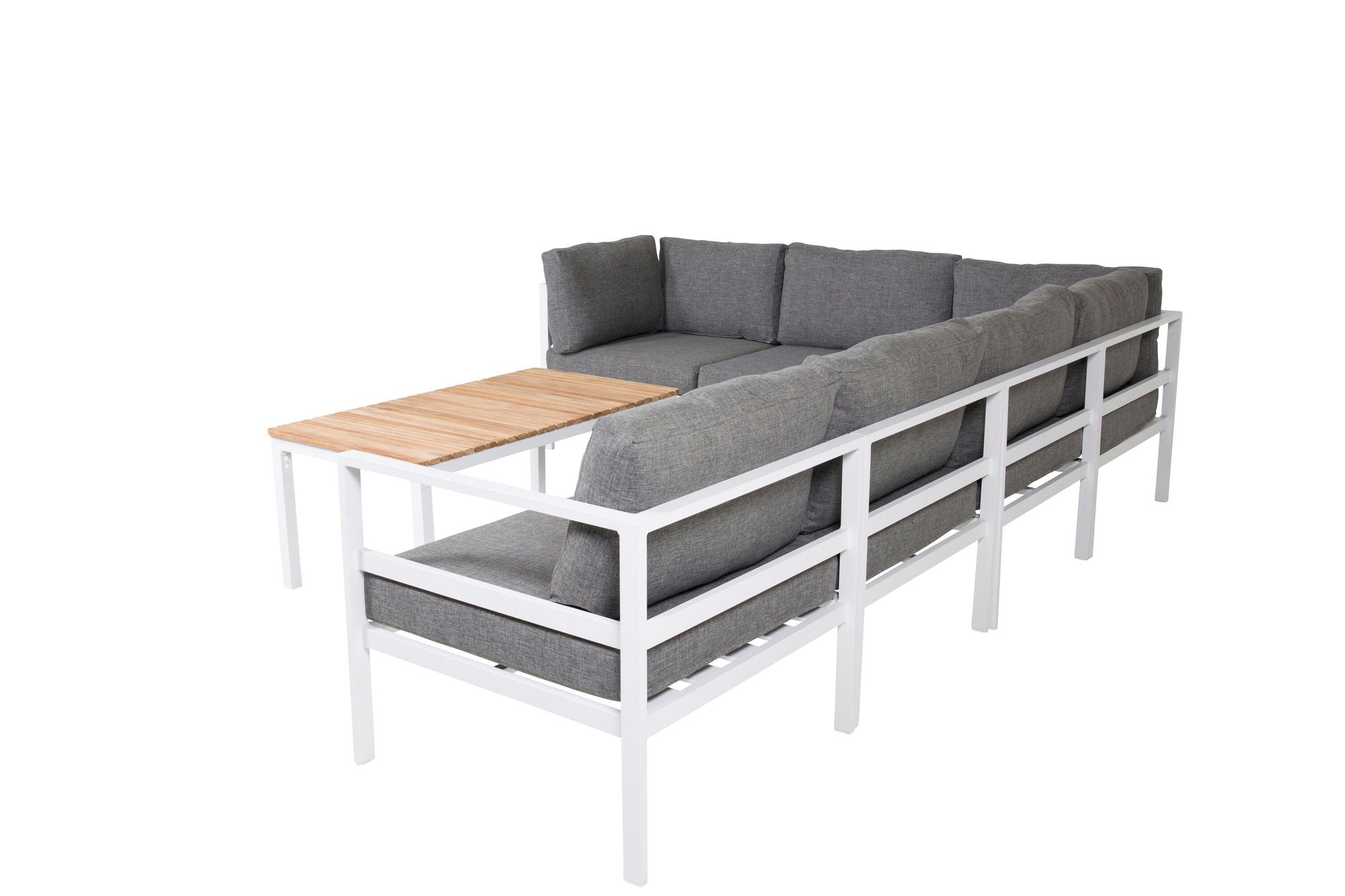 Venture Home Copacabana Lounge Group 6pcs - White Alu / Grey Cushion+Brasilia Sofa bord