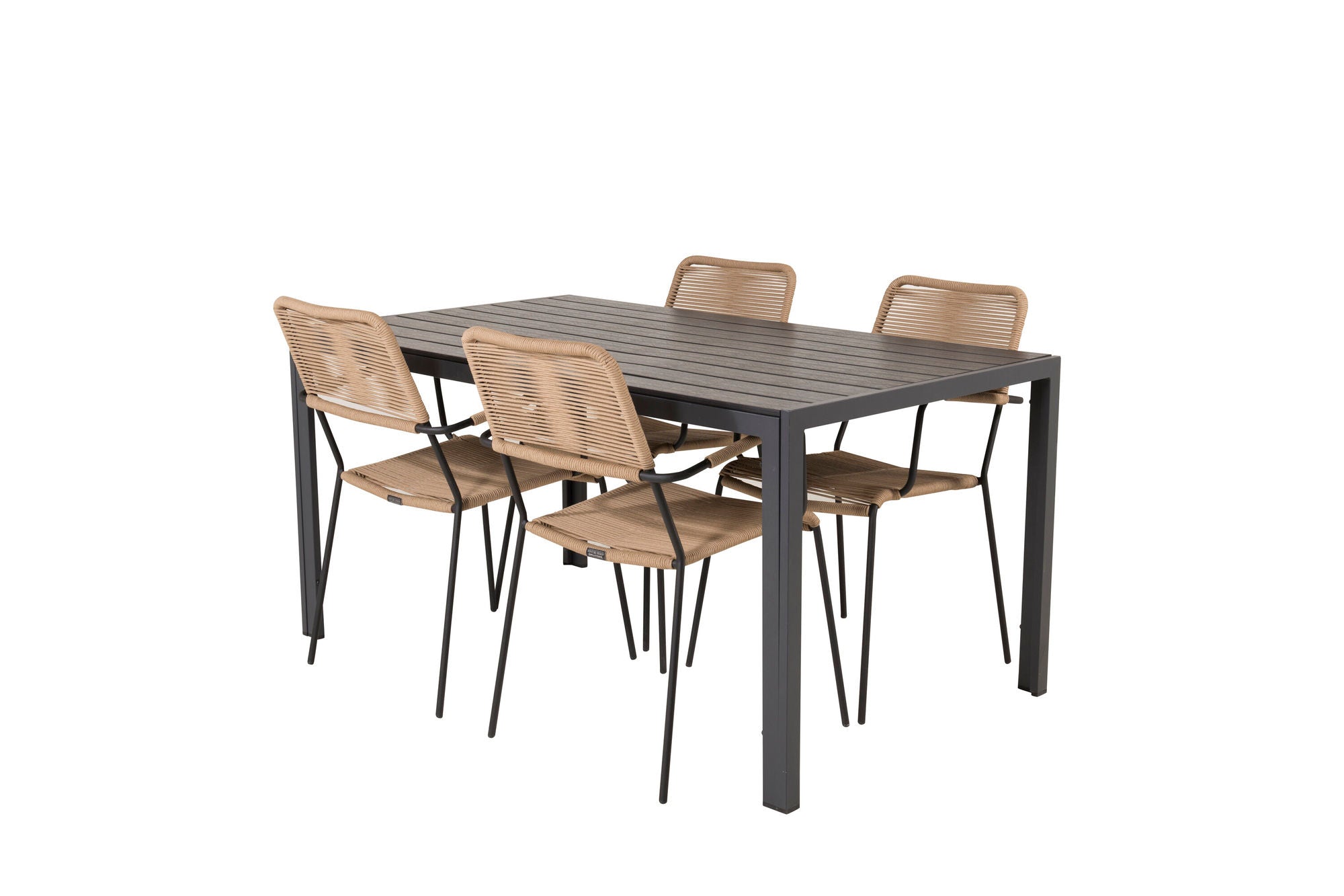 Venture Home Break spisebord - 150*90 Black Alu / Black Aintwood +Lindos - Armchair - Black Alu / Latte Rope_4