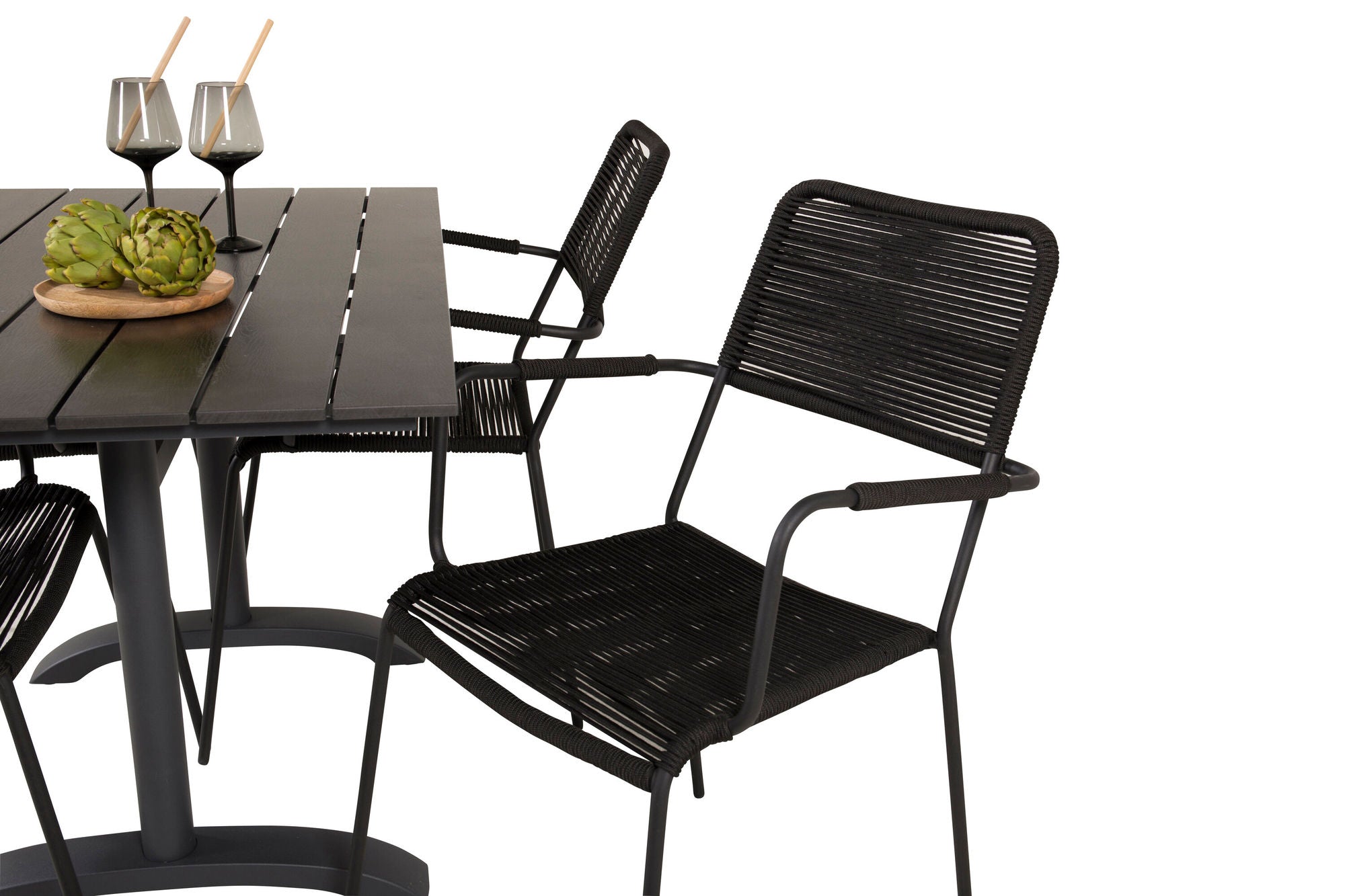 Venture Home Denver Café bord 120*70 - Black Alu / Black Aintwood+Lindos Armchair - Black Alu / Black Rope_4