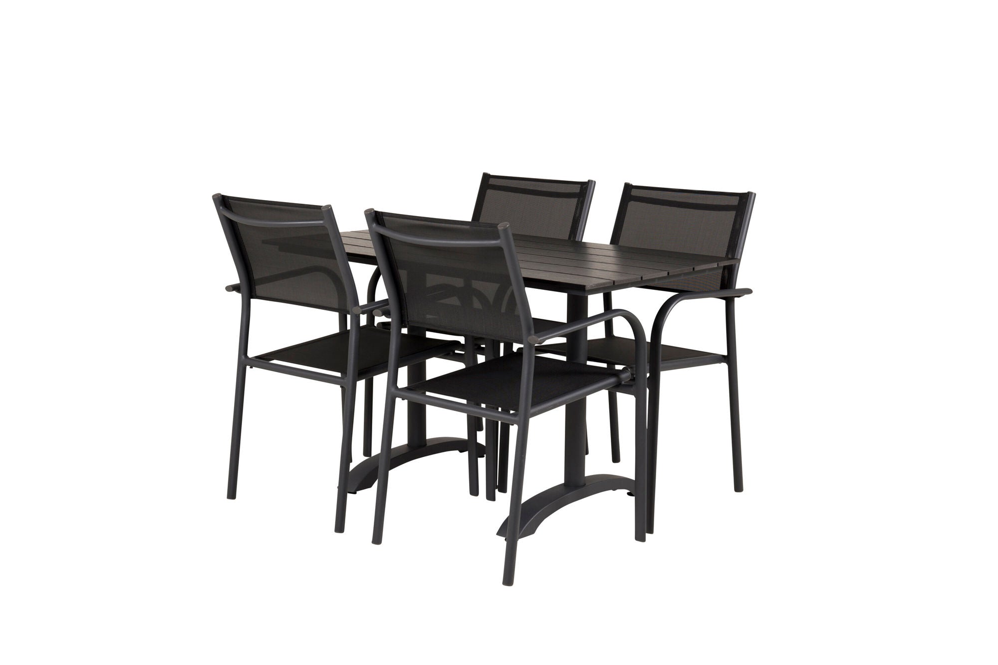Venture Home Denver Café bord 120*70 - Black Alu / Black Aintwood+Santorini Arm stol (Stackable) - Black alu / Black Textilene_4