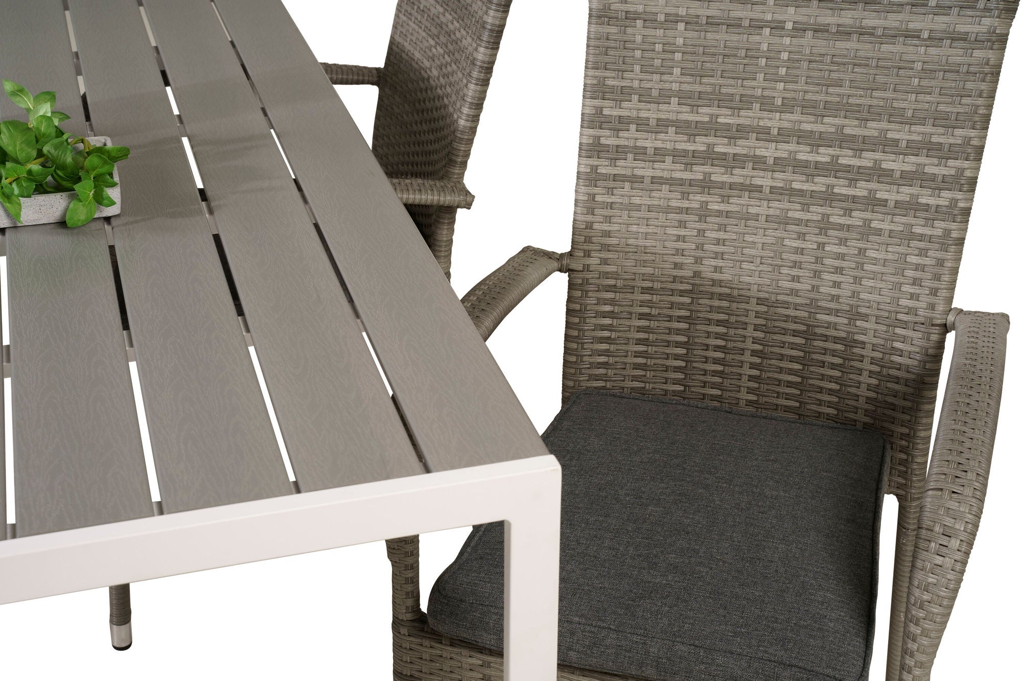 Venture Home Break spisebord - White Alu / Grey Aintwood - 150*90+Anna Arm stol (stackabl