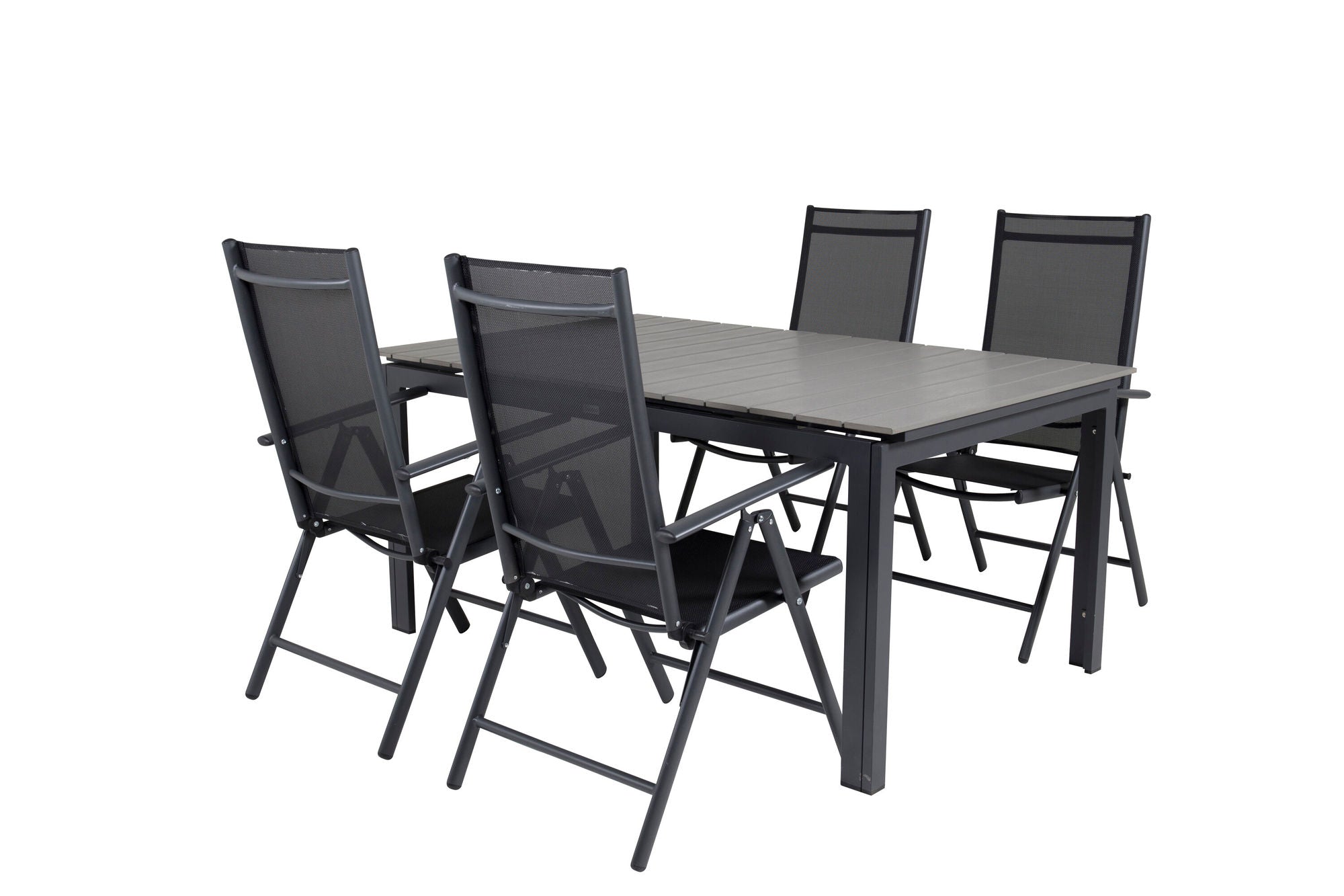 Venture Home Levels spisebord 160/240*90 - Black Alu / Grey Aintwood +Break 5:pos stol -
