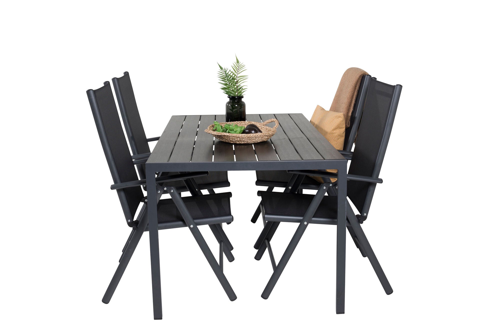 Venture Home Break Matbord - Svart alu / svart aintwood - 150*90+Break 5:pos stol - Svart_4