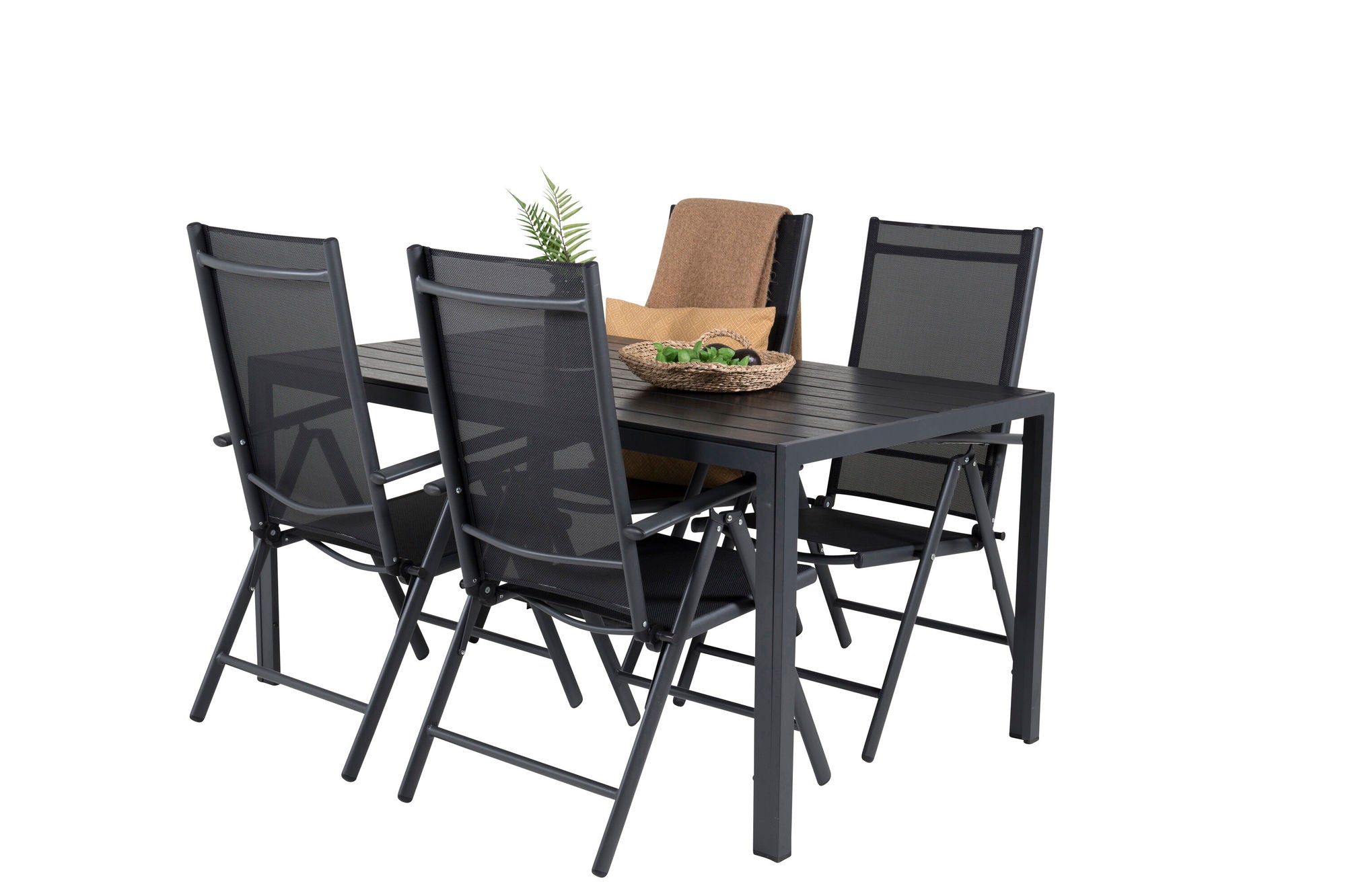 Venture Home Break Matbord - Svart alu / svart aintwood - 150*90+Break 5:pos stol - Svart_4