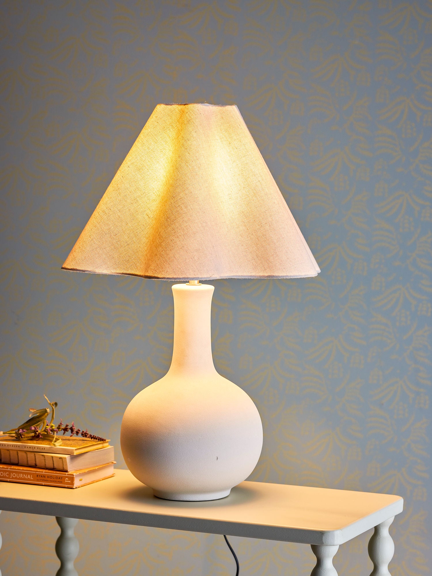 Bloomingville Heide Bordlampe, Hvid, Stentøj