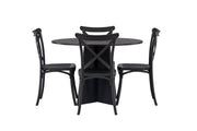 Venture Home Bootcut rund spisebord - Black / Black Fanéer +Crosett Spisebordsstol - Matte Black / Matte Black Plastic _4