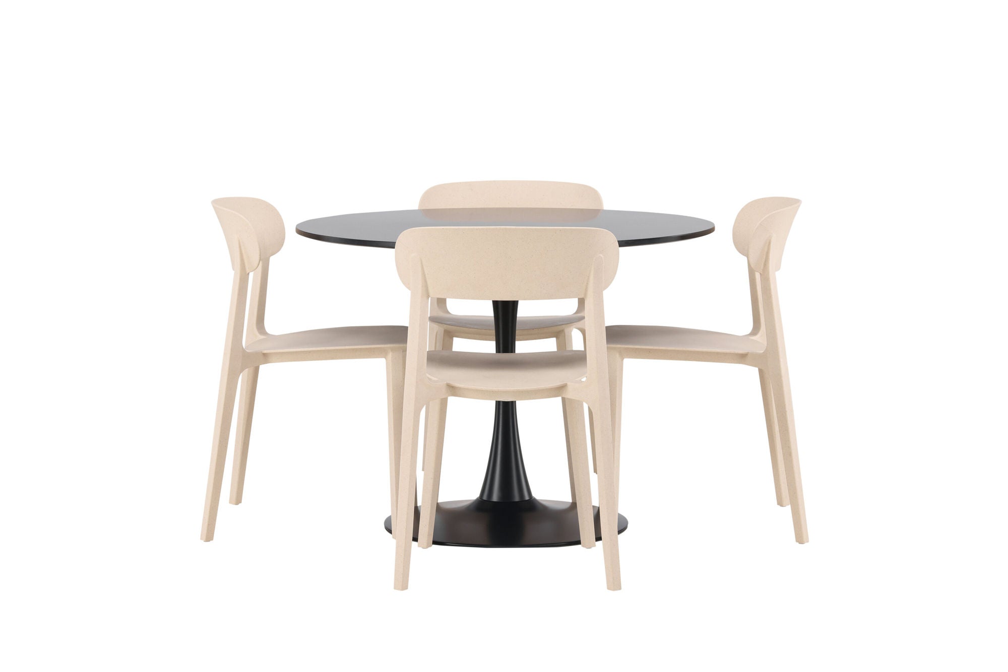 Venture Home Glade spisebord - Black / Black MDF +Åstol Spisebordsstol - Nature Wood plastic composite _4