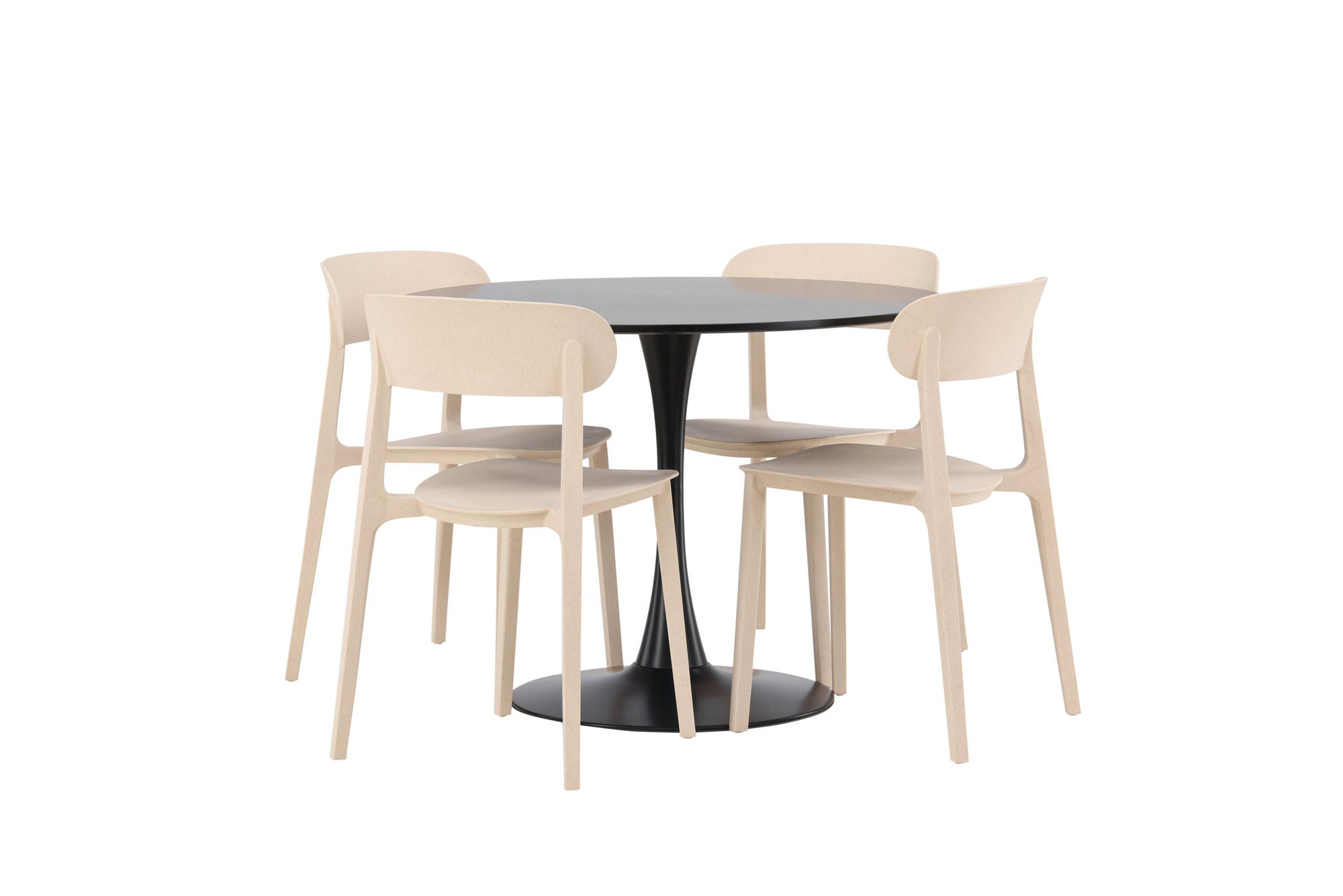 Venture Home Glade spisebord - Black / Black MDF +Åstol Spisebordsstol - Nature Wood plastic composite _4