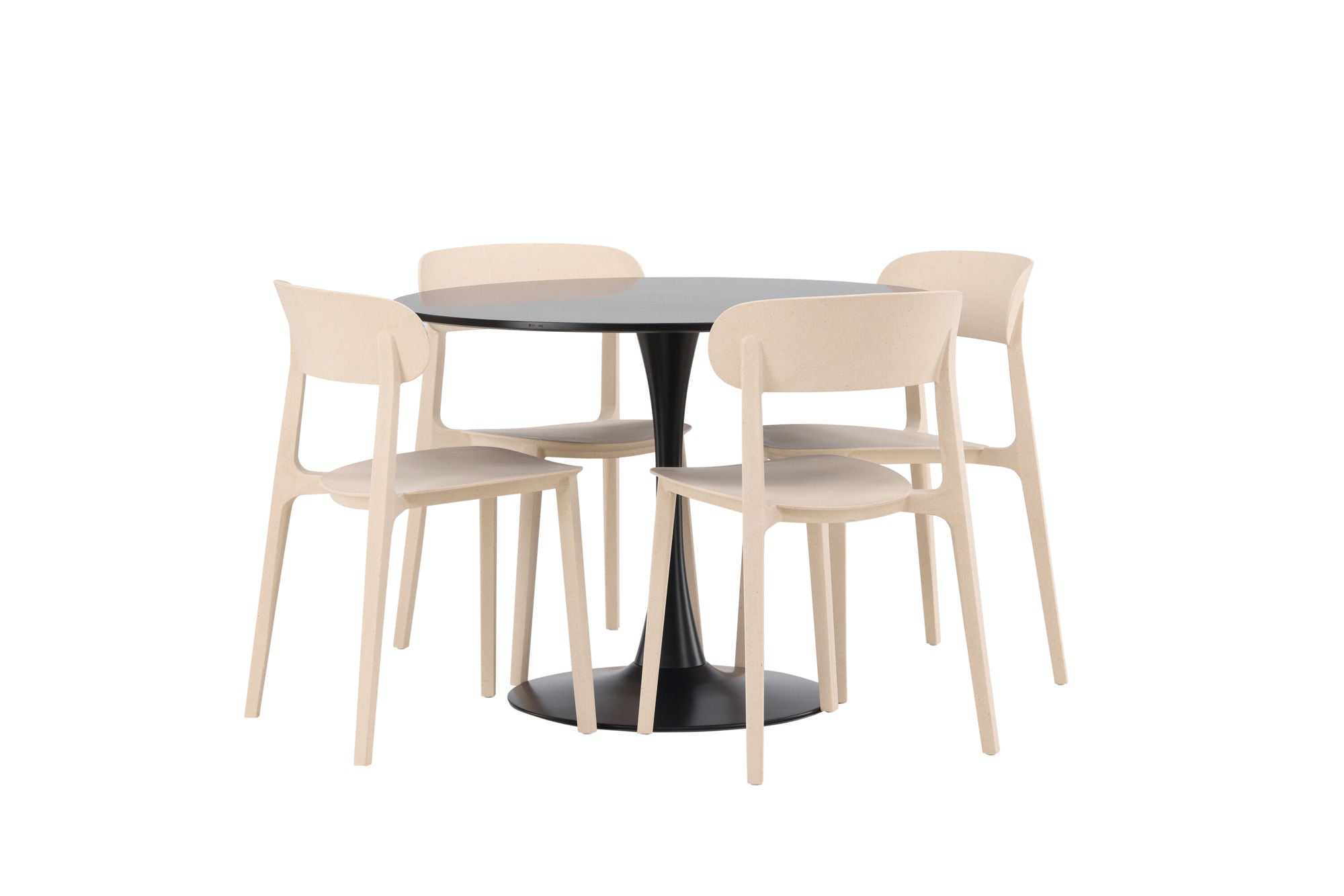 Venture Home Glade spisebord - Black / Black MDF +Åstol Spisebordsstol - Nature Wood plastic composite _4