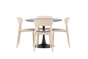 Venture Home Glade spisebord - Black / Black MDF +Åstol Spisebordsstol - Nature Wood plastic composite _4