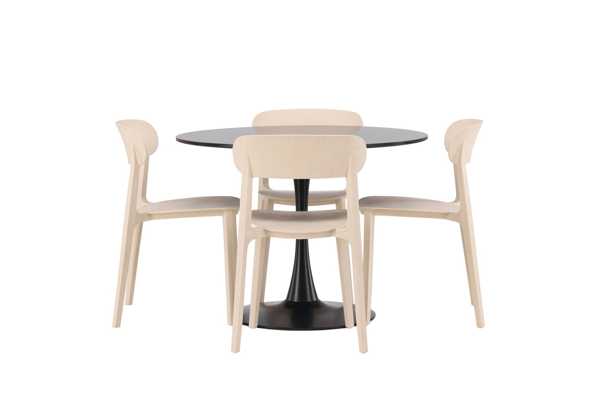 Venture Home Glade spisebord - Black / Black MDF +Åstol Spisebordsstol - Nature Wood plastic composite _4