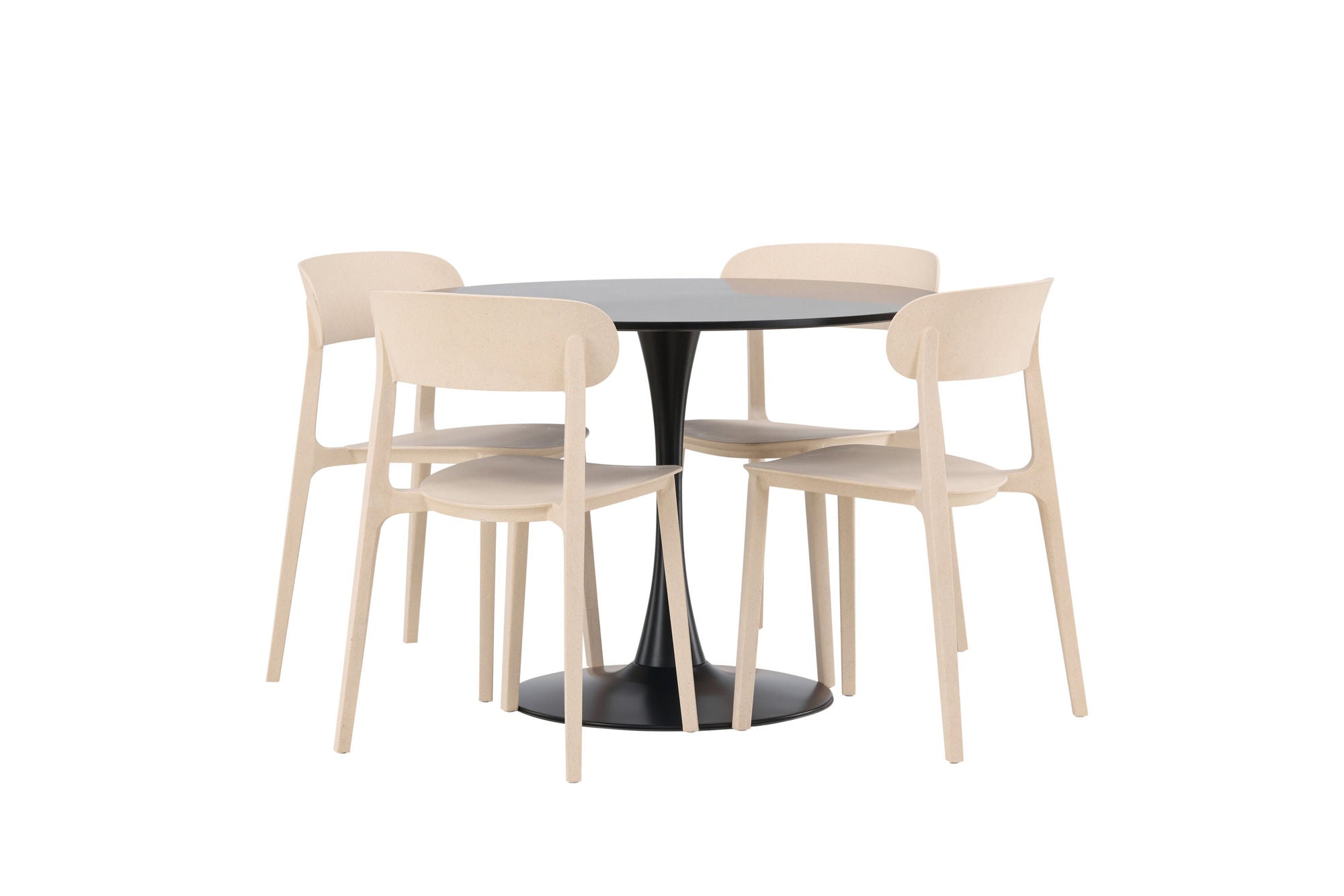 Venture Home Glade spisebord - Black / Black MDF +Åstol Spisebordsstol - Nature Wood plastic composite _4