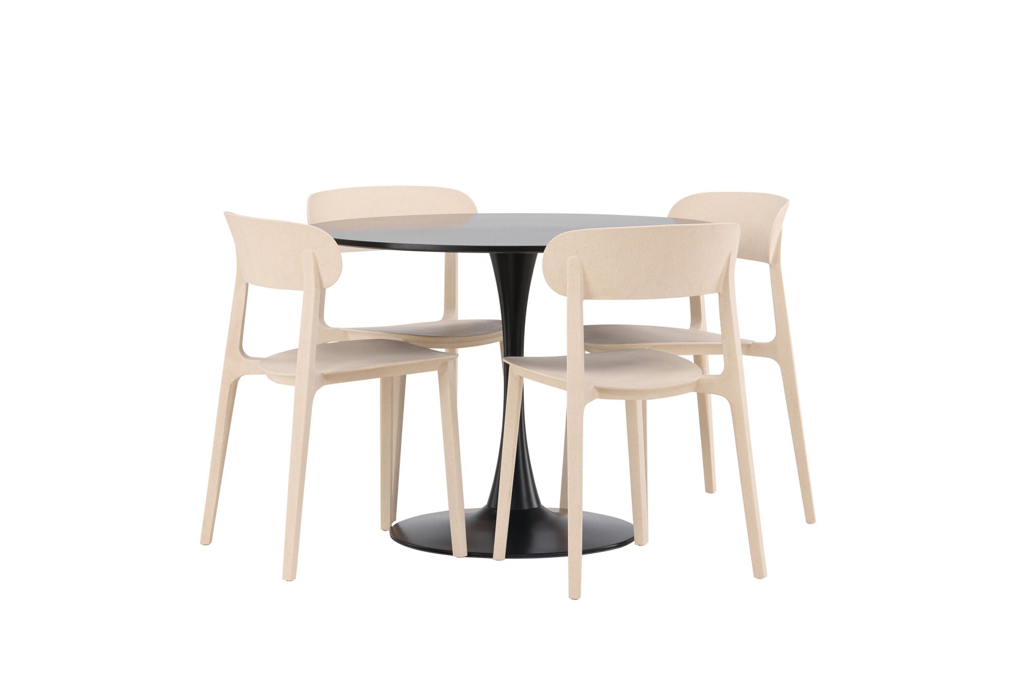 Venture Home Glade spisebord - Black / Black MDF +Åstol Spisebordsstol - Nature Wood plastic composite _4