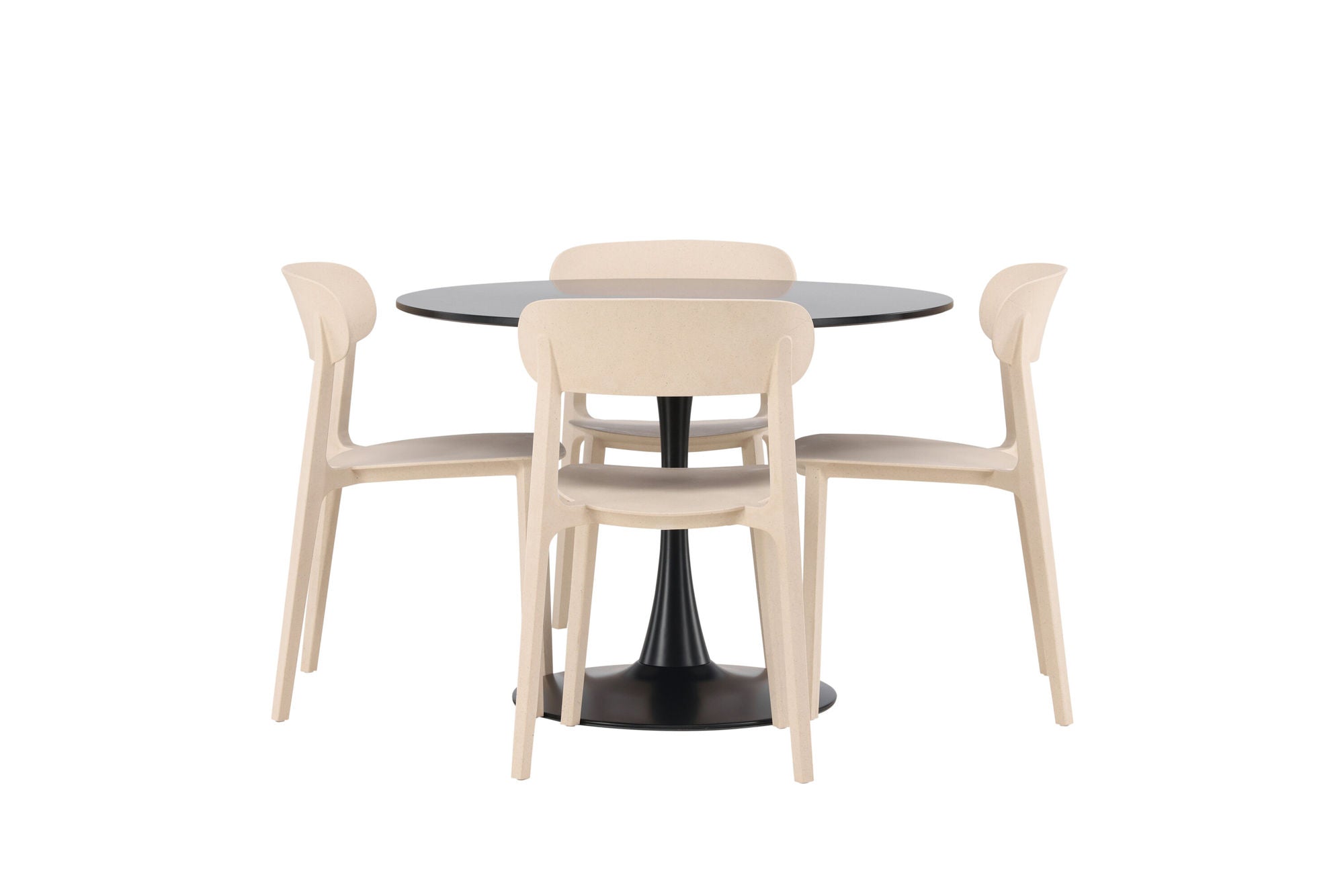 Venture Home Glade spisebord - Black / Black MDF +Åstol Spisebordsstol - Nature Wood plastic composite _4