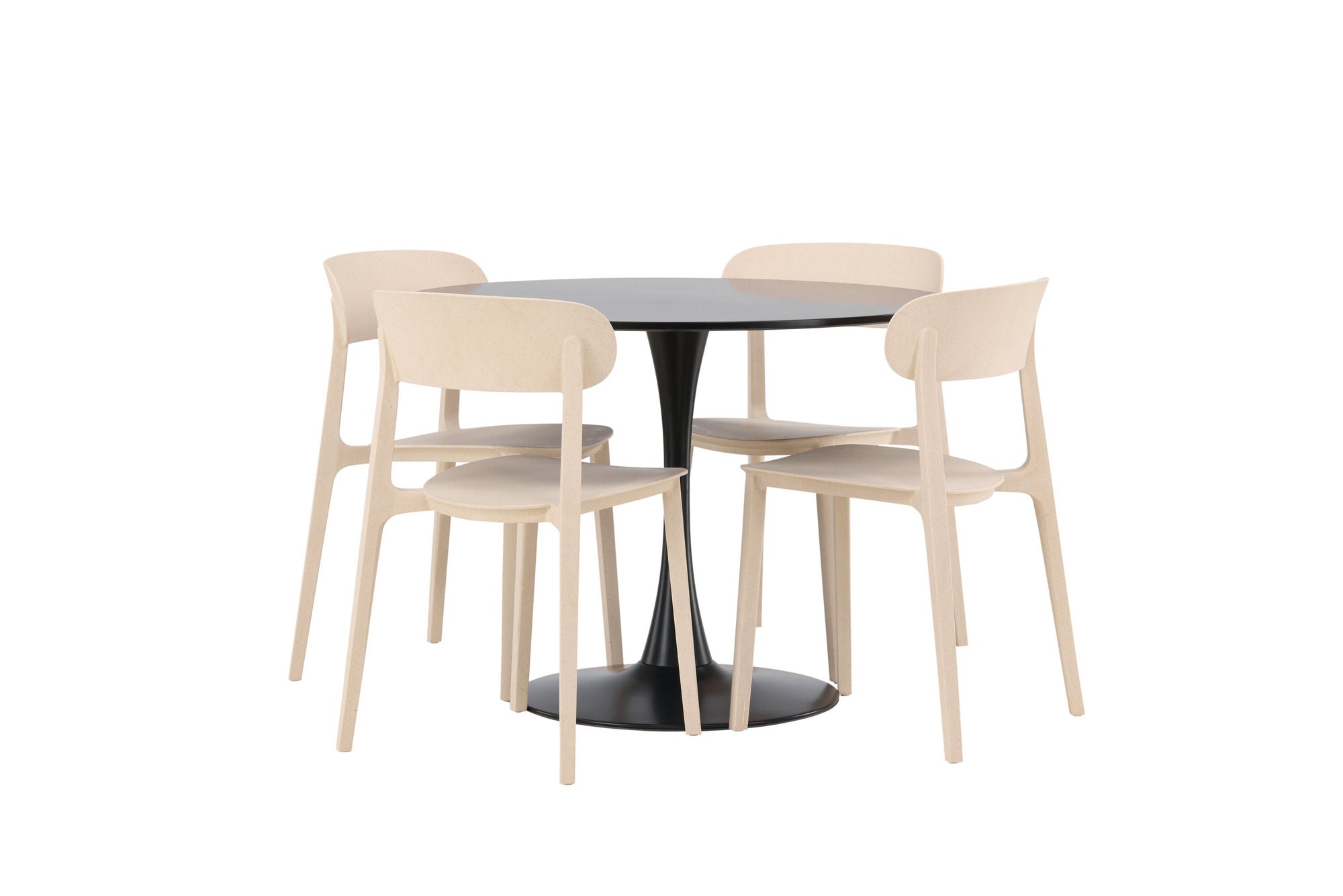 Venture Home Glade spisebord - Black / Black MDF +Åstol Spisebordsstol - Nature Wood plastic composite _4