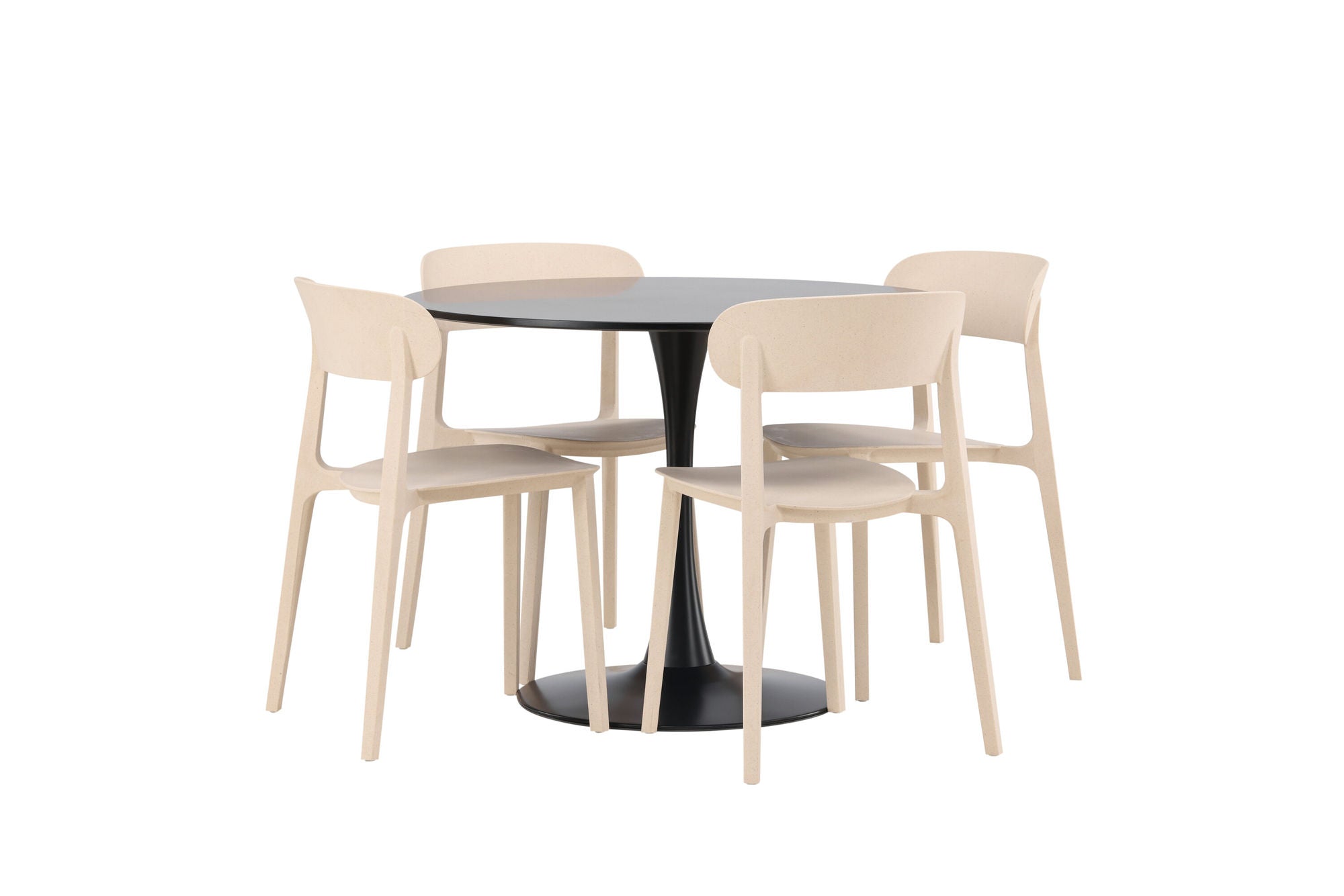 Venture Home Glade spisebord - Black / Black MDF +Åstol Spisebordsstol - Nature Wood plastic composite _4
