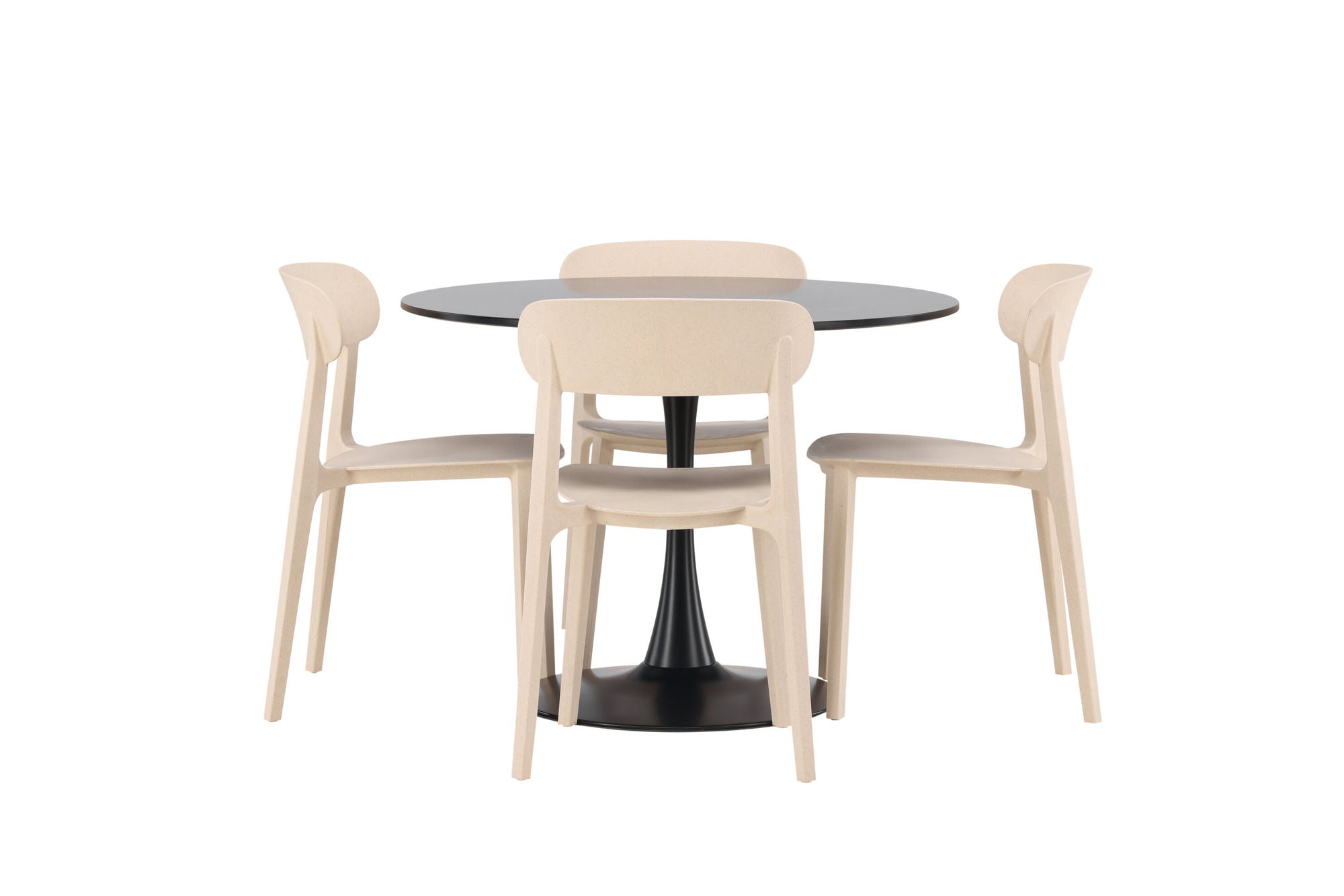 Venture Home Glade spisebord - Black / Black MDF +Åstol Spisebordsstol - Nature Wood plastic composite _4