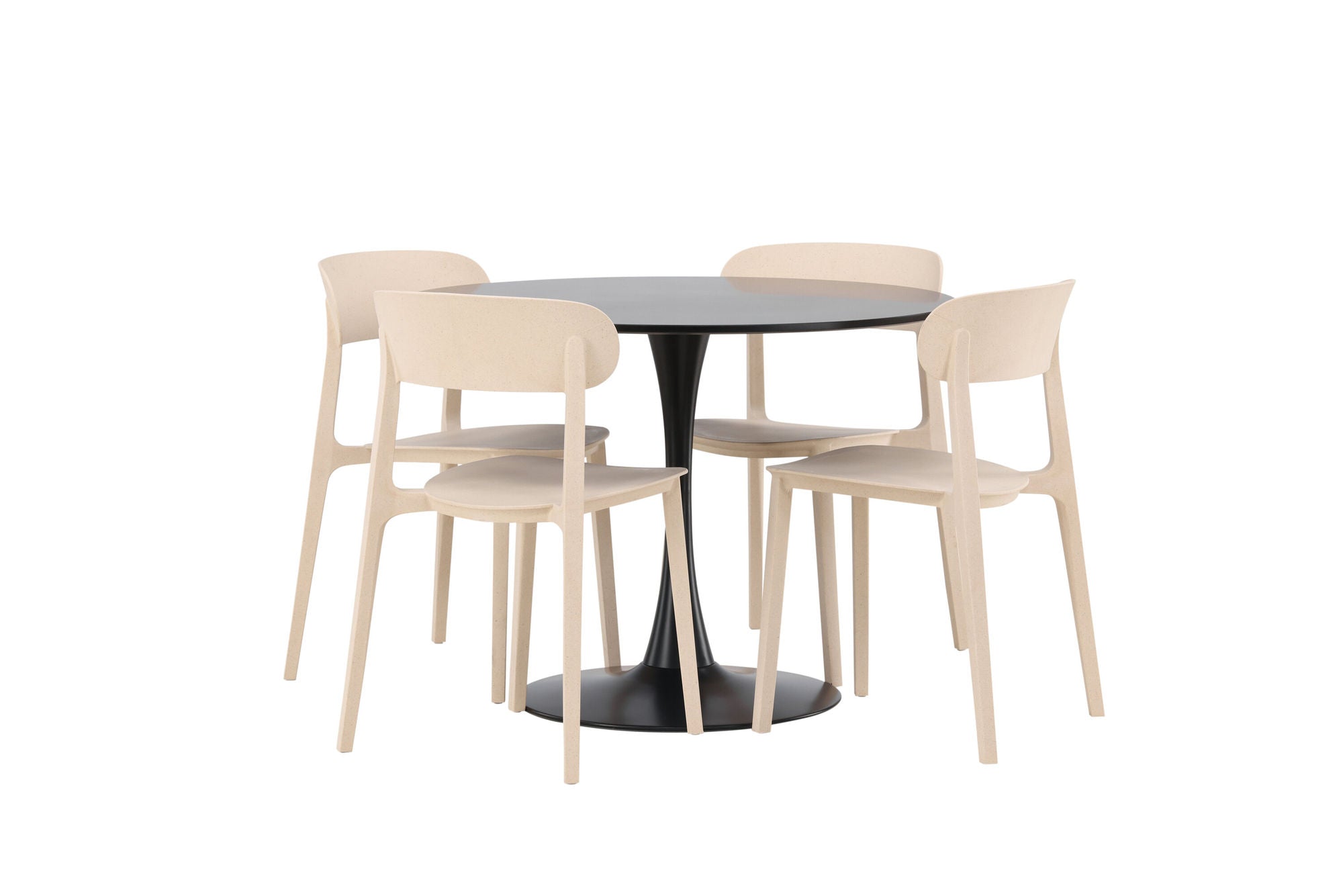 Venture Home Glade spisebord - Black / Black MDF +Åstol Spisebordsstol - Nature Wood plastic composite _4