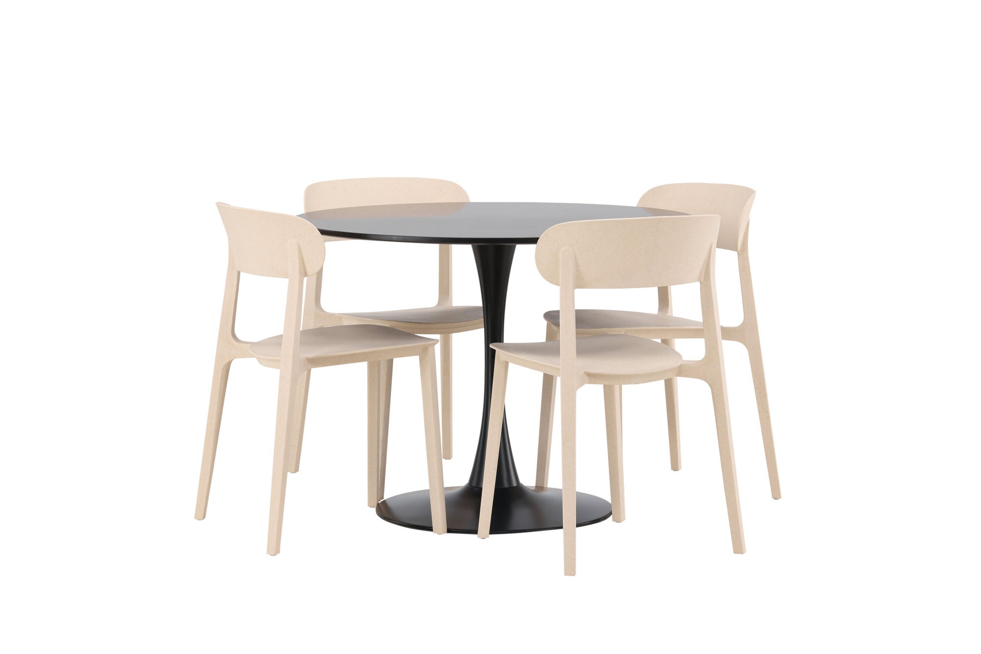 Venture Home Glade spisebord - Black / Black MDF +Åstol Spisebordsstol - Nature Wood plastic composite _4