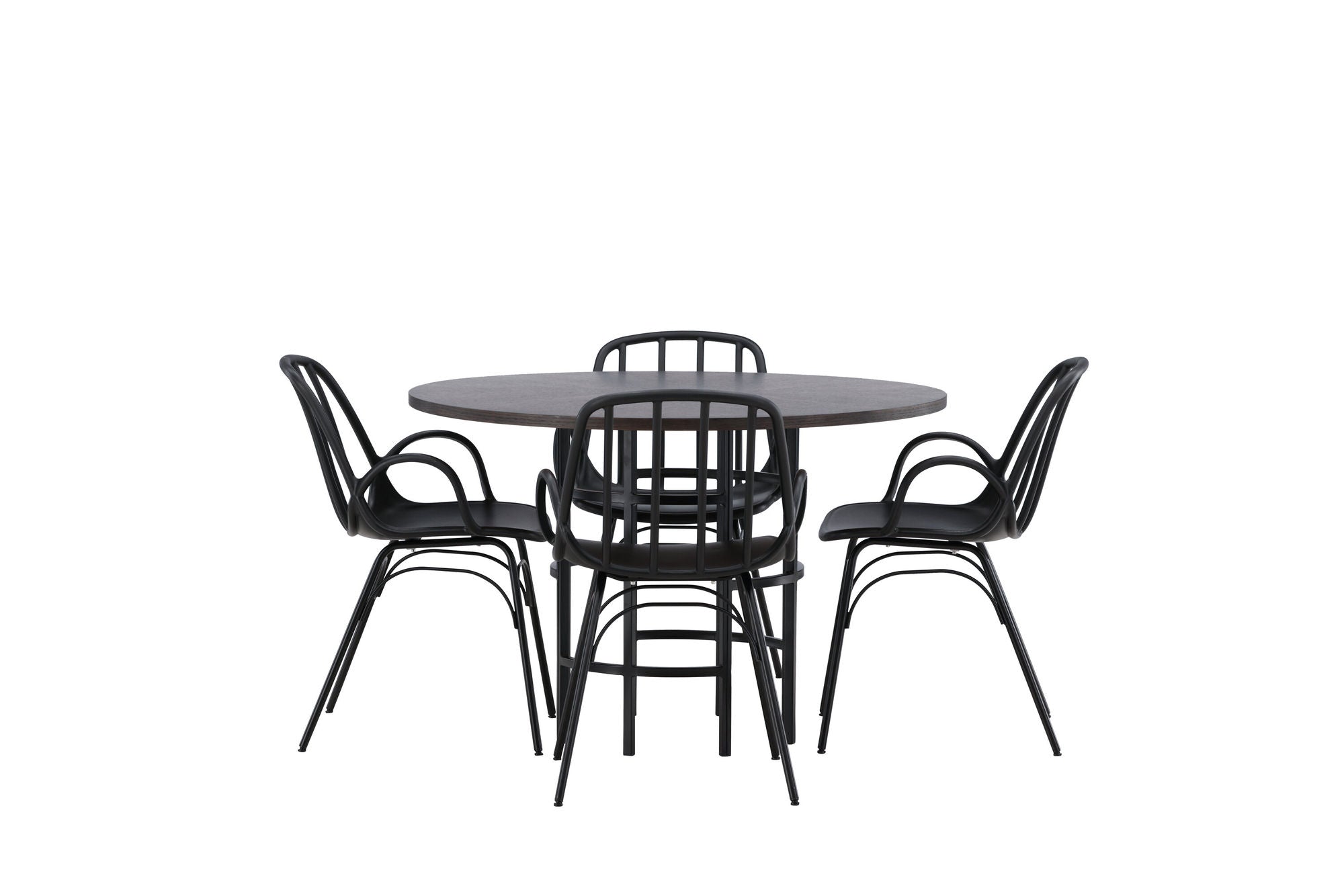 Venture Home Copenhagen spisebord - Black / Mocca Veneer +Dyrön Spisebordsstol - Black Polypropylene _4