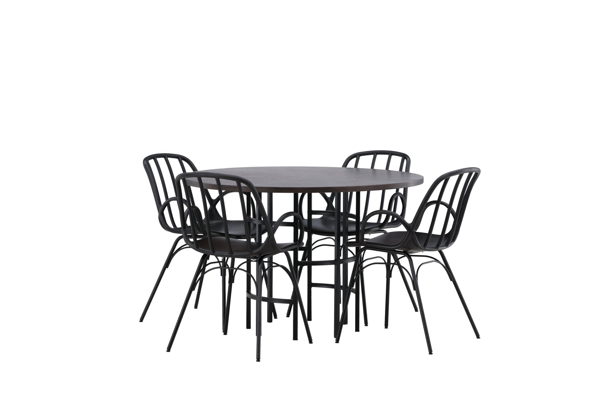 Venture Home Copenhagen spisebord - Black / Mocca Veneer +Dyrön Spisebordsstol - Black Polypropylene _4