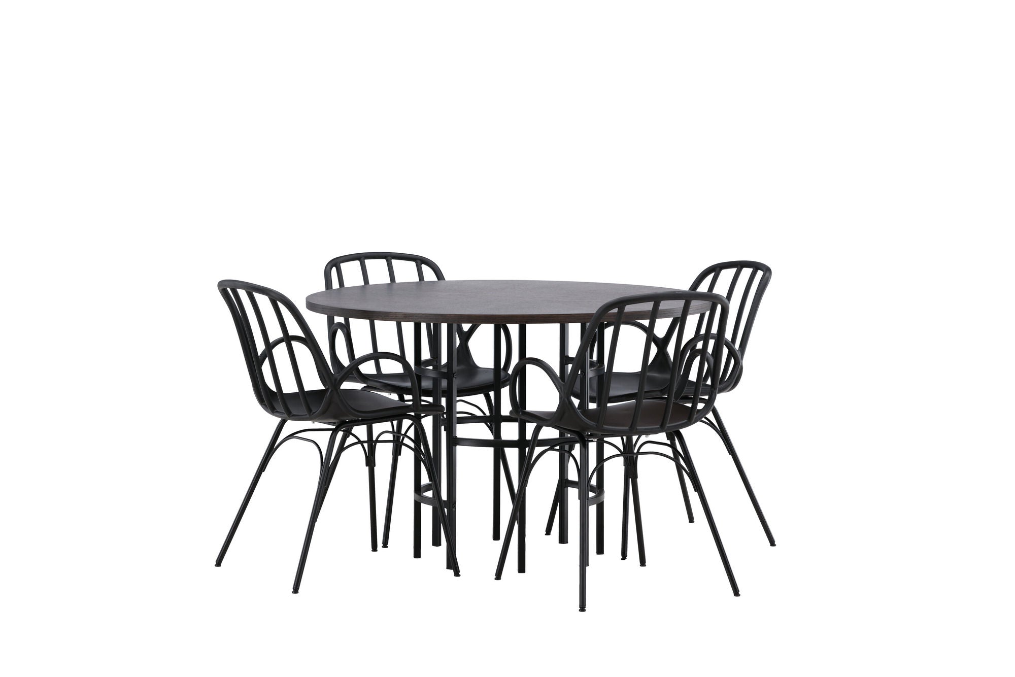 Venture Home Copenhagen spisebord - Black / Mocca Veneer +Dyrön Spisebordsstol - Black Polypropylene _4