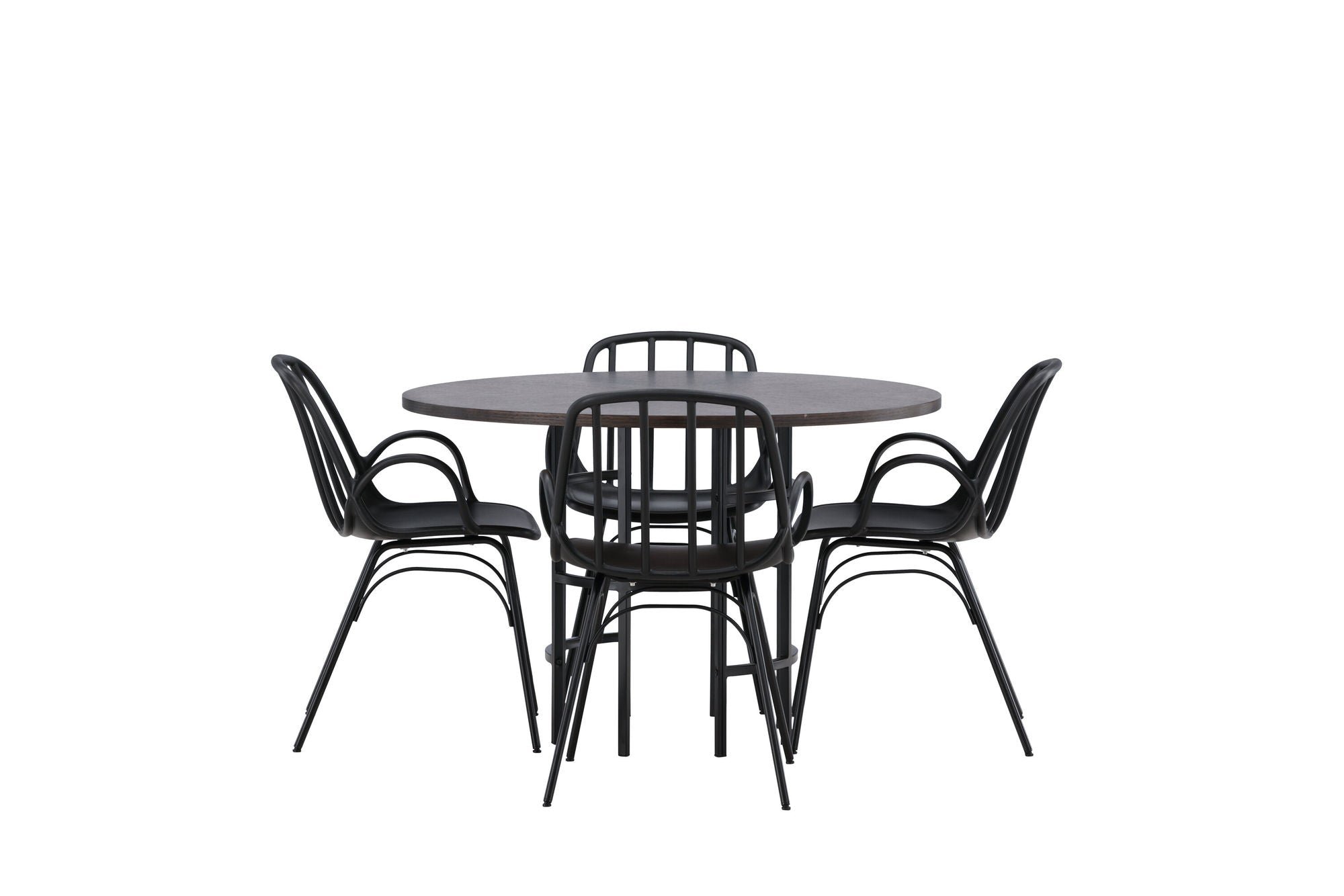 Venture Home Copenhagen spisebord - Black / Mocca Veneer +Dyrön Spisebordsstol - Black Polypropylene _4