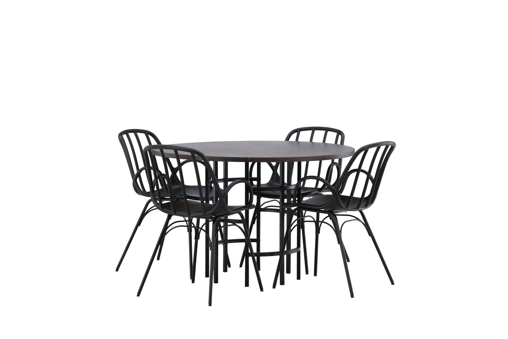 Venture Home Copenhagen spisebord - Black / Mocca Veneer +Dyrön Spisebordsstol - Black Polypropylene _4