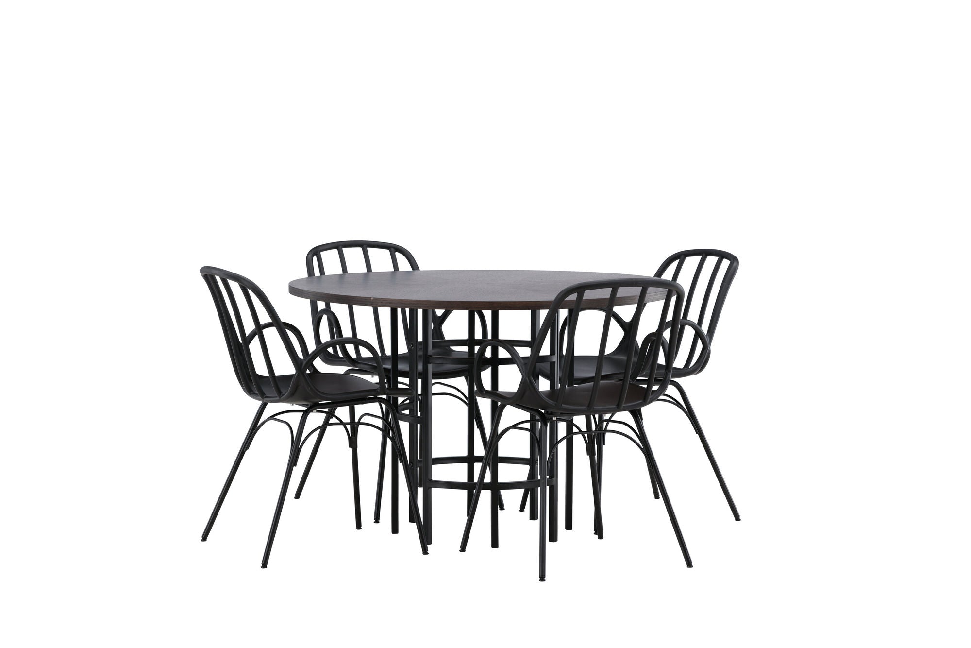 Venture Home Copenhagen spisebord - Black / Mocca Veneer +Dyrön Spisebordsstol - Black Polypropylene _4