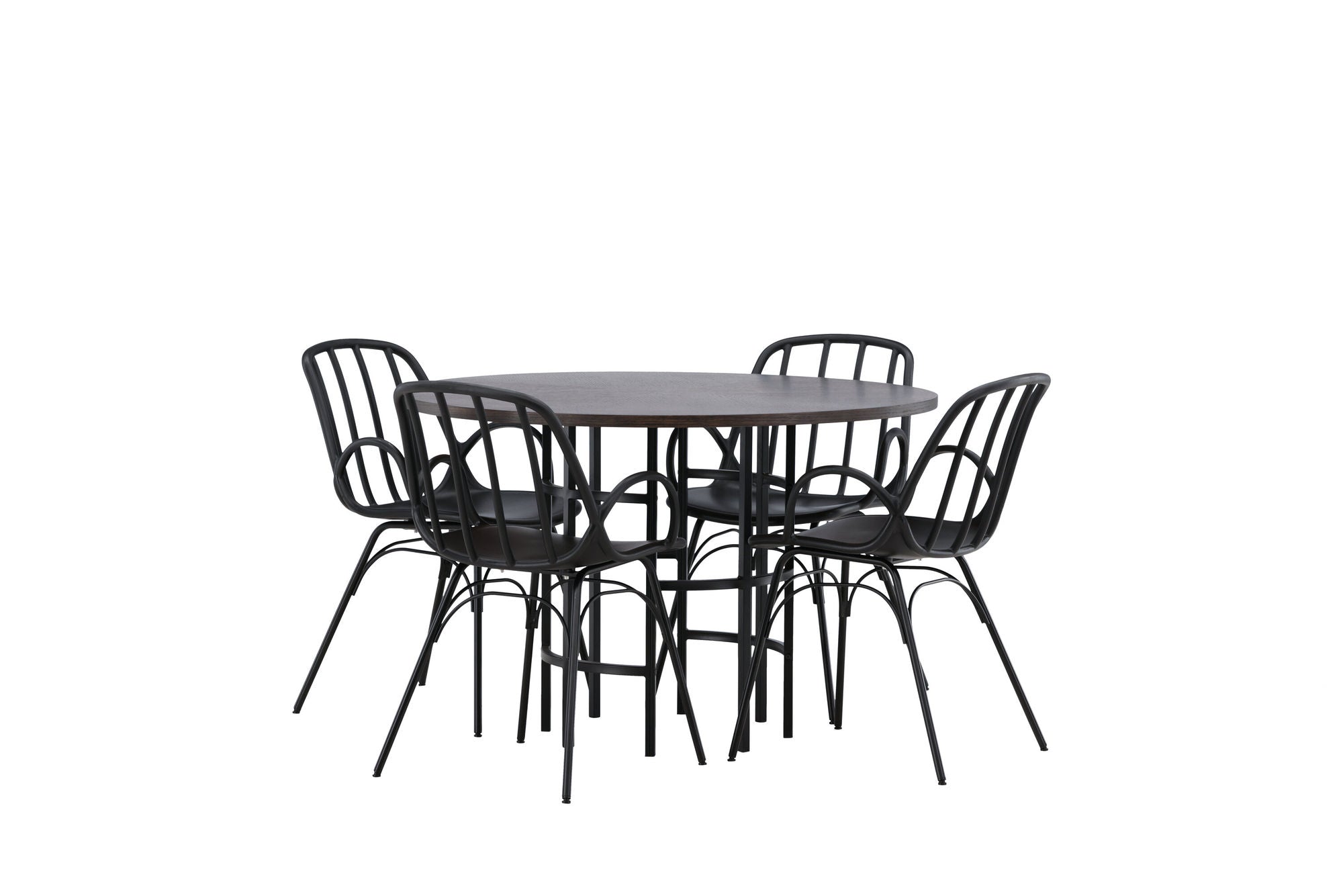 Venture Home Copenhagen spisebord - Black / Mocca Veneer +Dyrön Spisebordsstol - Black Polypropylene _4