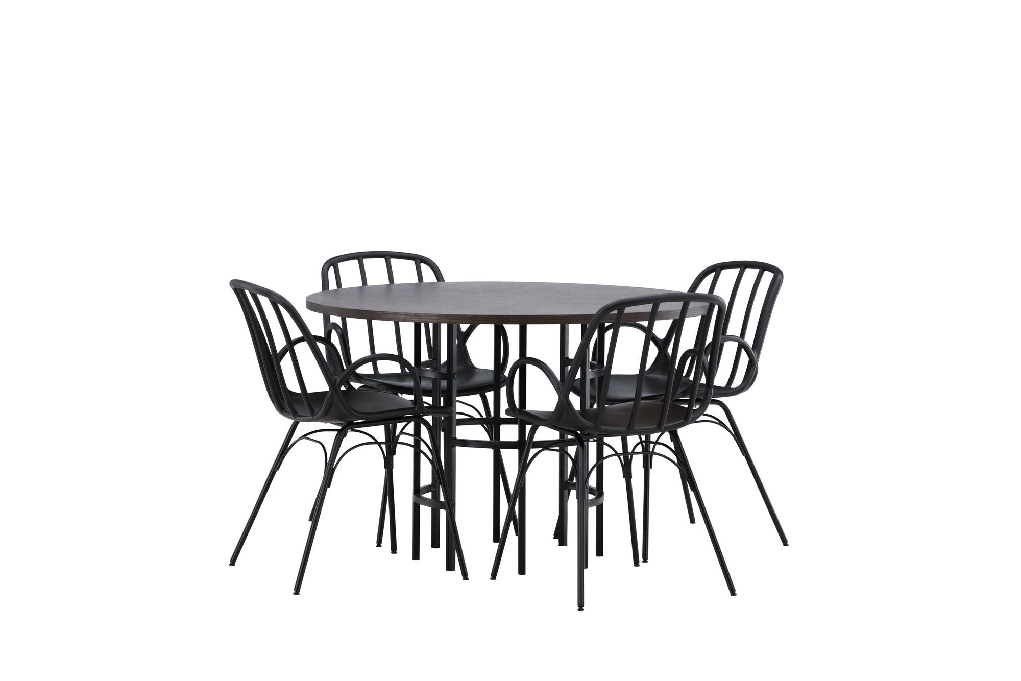 Venture Home Copenhagen spisebord - Black / Mocca Veneer +Dyrön Spisebordsstol - Black Polypropylene _4