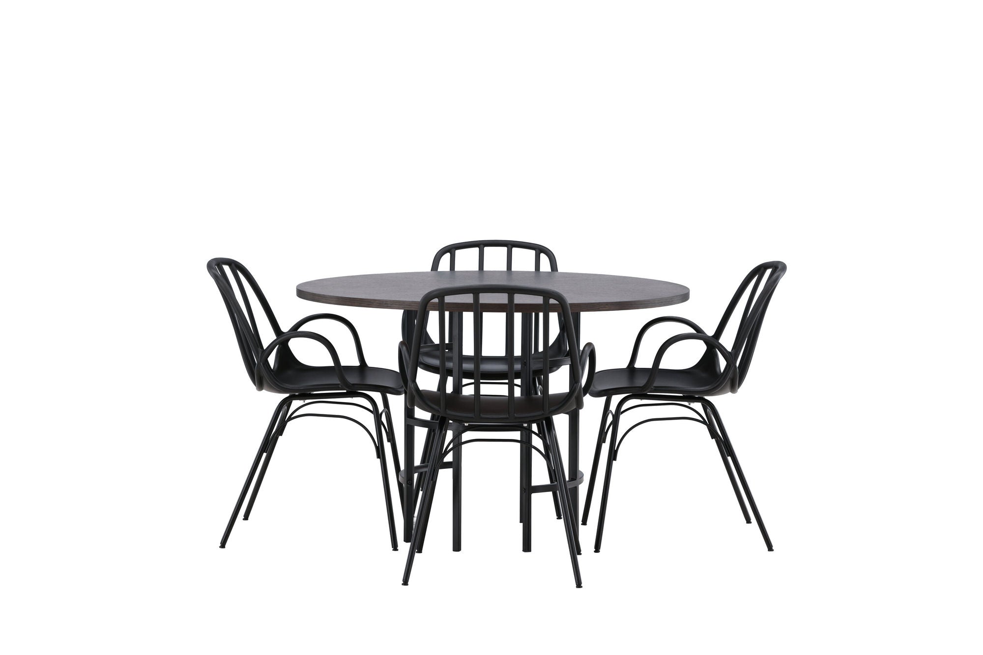 Venture Home Copenhagen spisebord - Black / Mocca Veneer +Dyrön Spisebordsstol - Black Polypropylene _4
