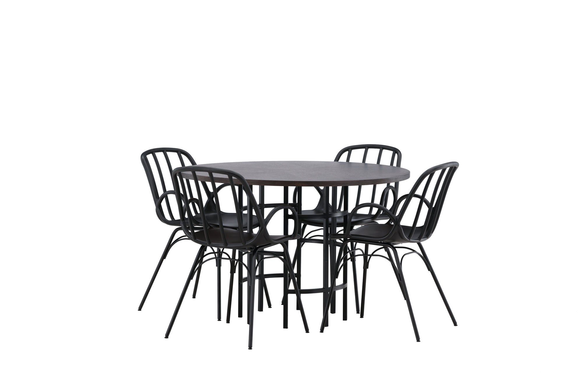 Venture Home Copenhagen spisebord - Black / Mocca Veneer +Dyrön Spisebordsstol - Black Polypropylene _4