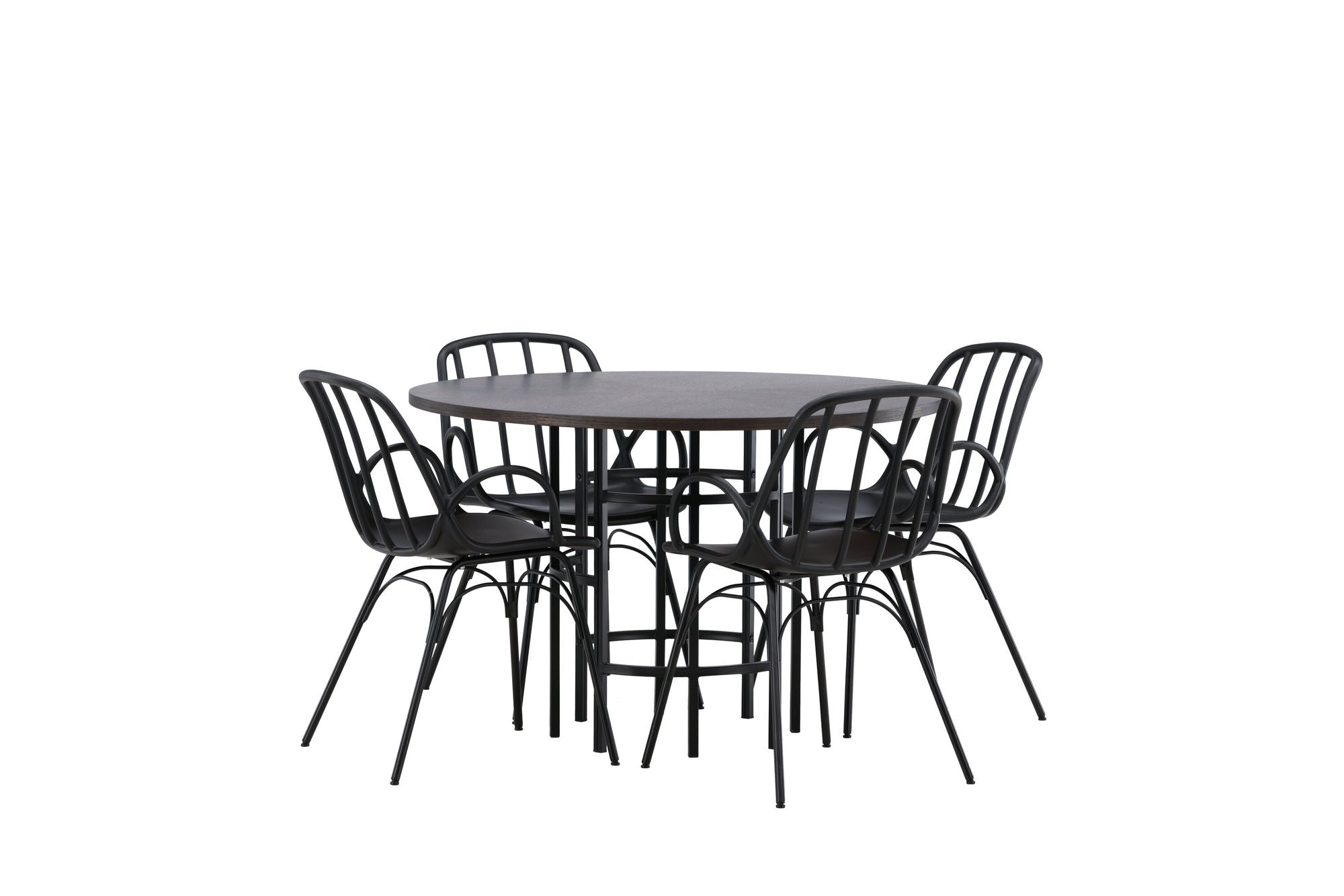 Venture Home Copenhagen spisebord - Black / Mocca Veneer +Dyrön Spisebordsstol - Black Polypropylene _4