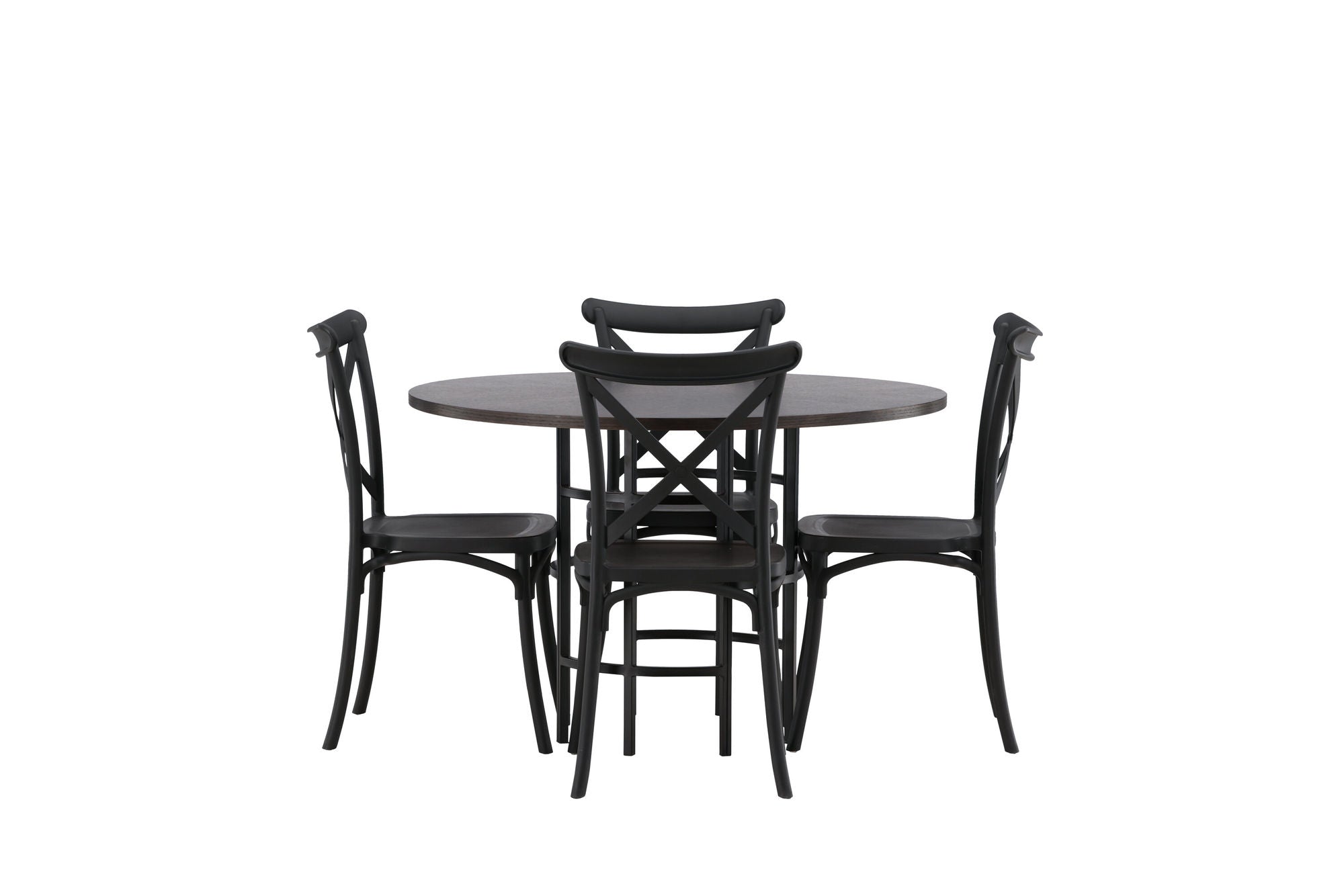 Venture Home Copenhagen spisebord - Black / Mocca Veneer +Crosett Spisebordsstol - Matte Black / Matte Black Plastic _4