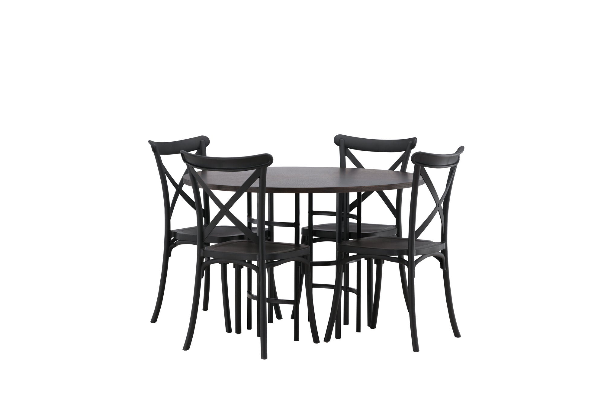 Venture Home Copenhagen spisebord - Black / Mocca Veneer +Crosett Spisebordsstol - Matte Black / Matte Black Plastic _4