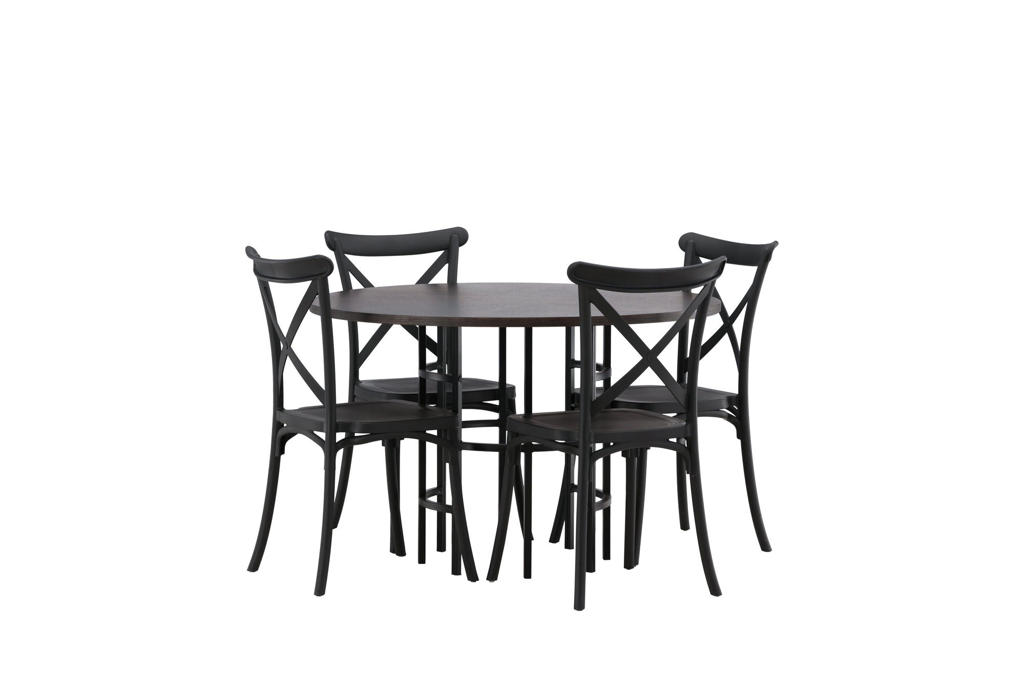Venture Home Copenhagen spisebord - Black / Mocca Veneer +Crosett Spisebordsstol - Matte Black / Matte Black Plastic _4