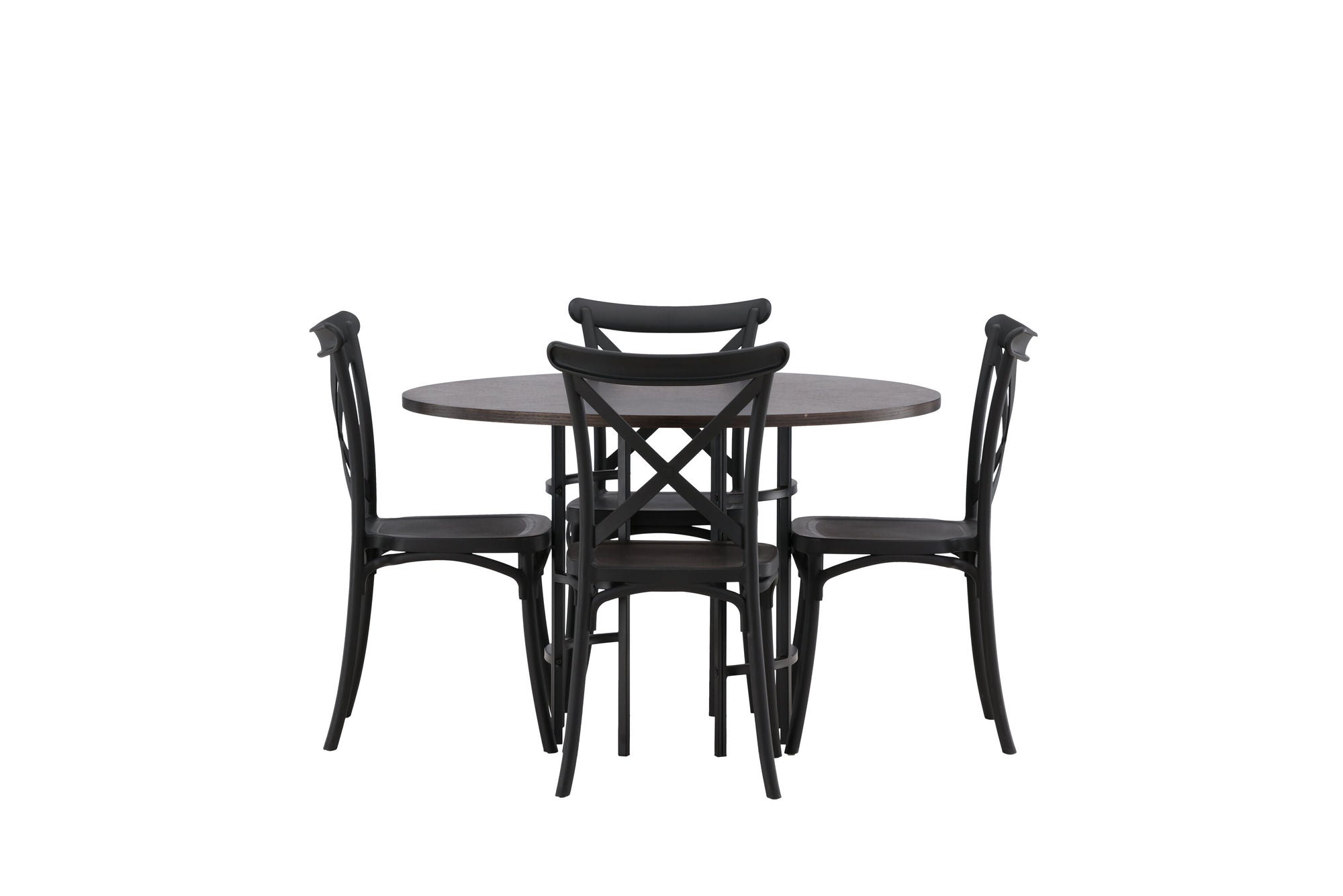 Venture Home Copenhagen spisebord - Black / Mocca Veneer +Crosett Spisebordsstol - Matte Black / Matte Black Plastic _4