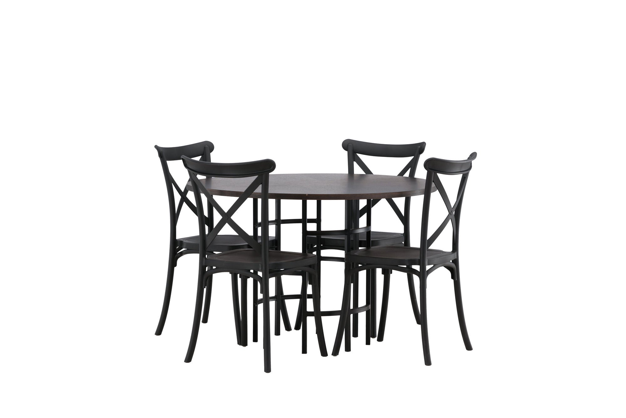 Venture Home Copenhagen spisebord - Black / Mocca Veneer +Crosett Spisebordsstol - Matte Black / Matte Black Plastic _4