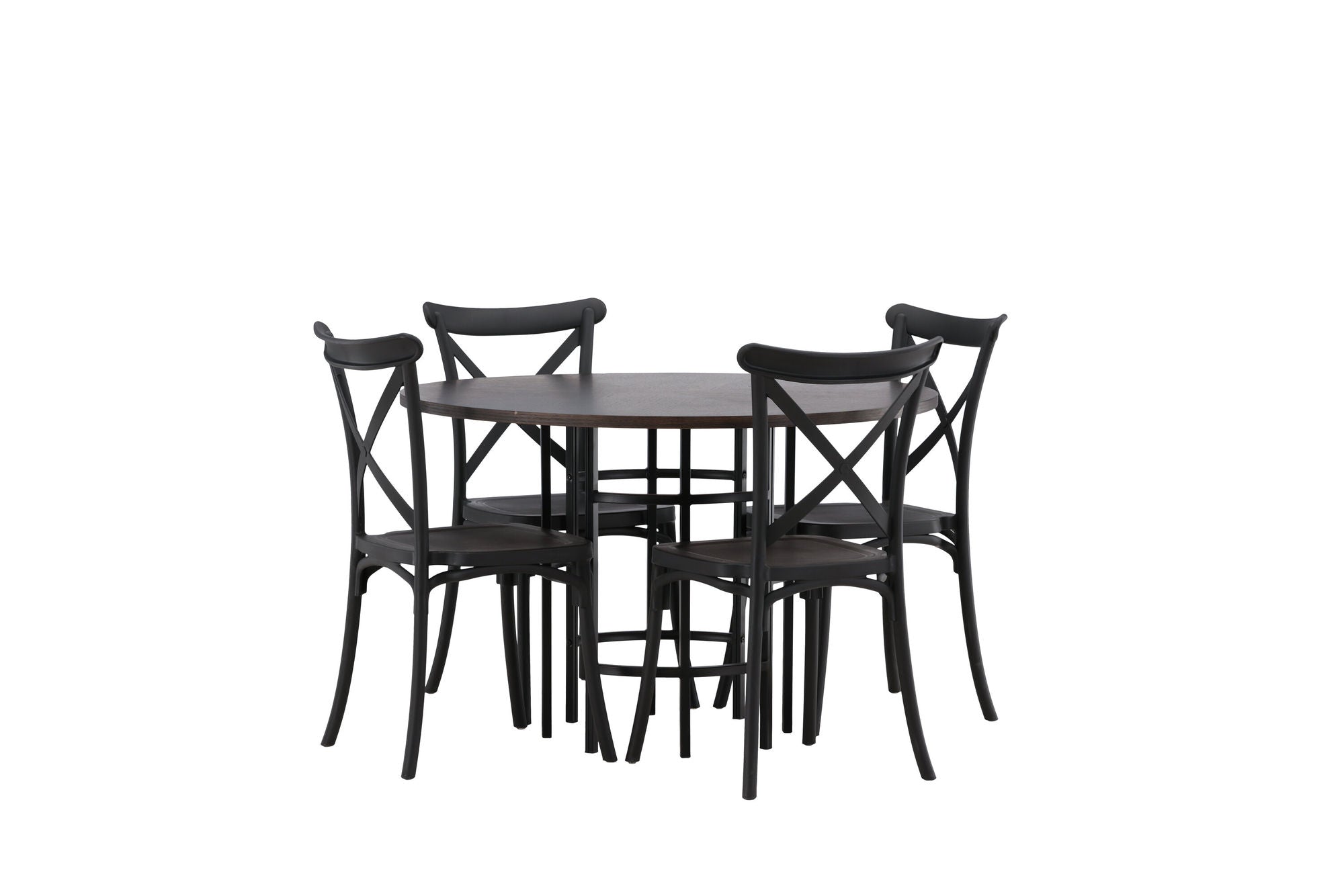 Venture Home Copenhagen spisebord - Black / Mocca Veneer +Crosett Spisebordsstol - Matte Black / Matte Black Plastic _4
