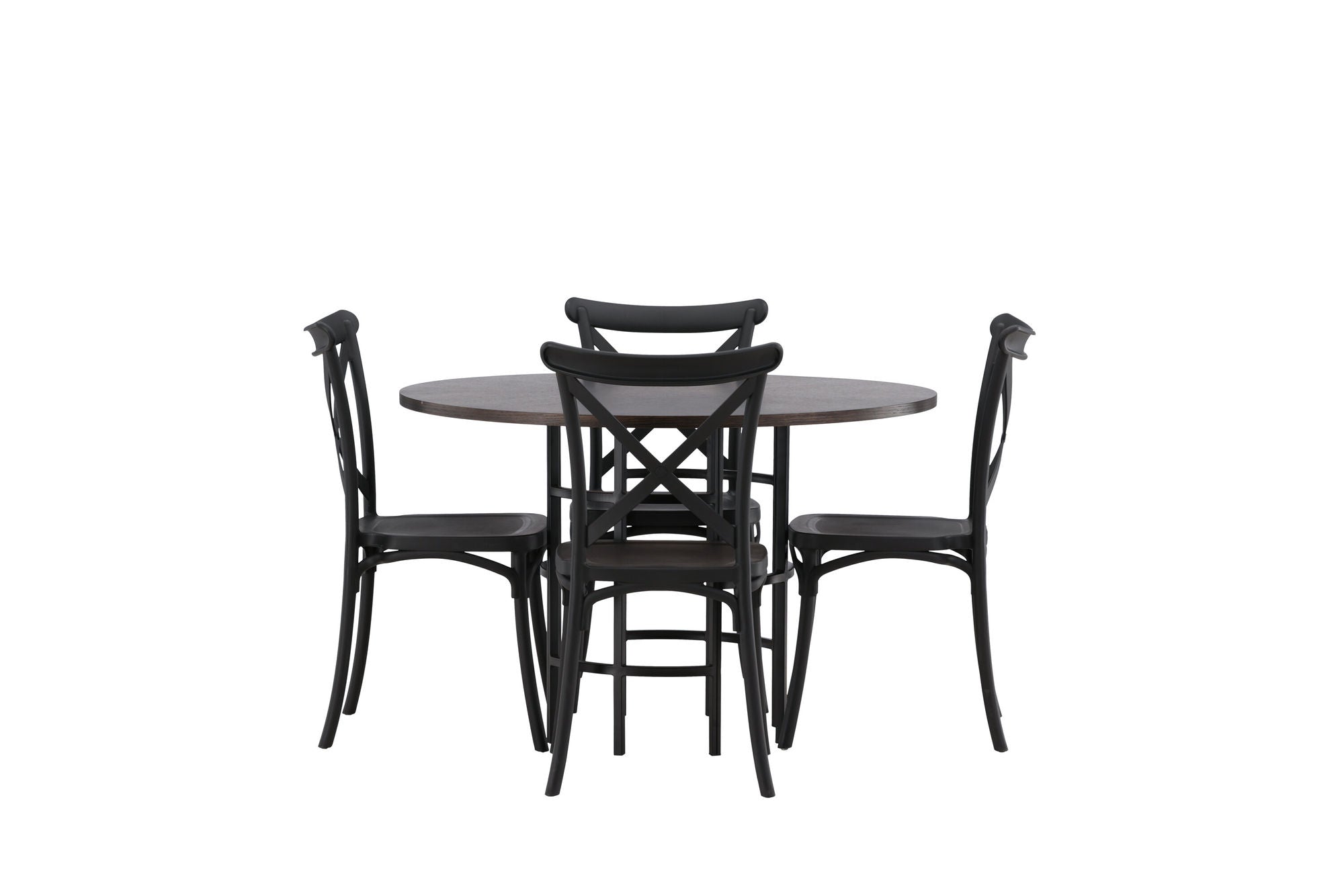 Venture Home Copenhagen spisebord - Black / Mocca Veneer +Crosett Spisebordsstol - Matte Black / Matte Black Plastic _4