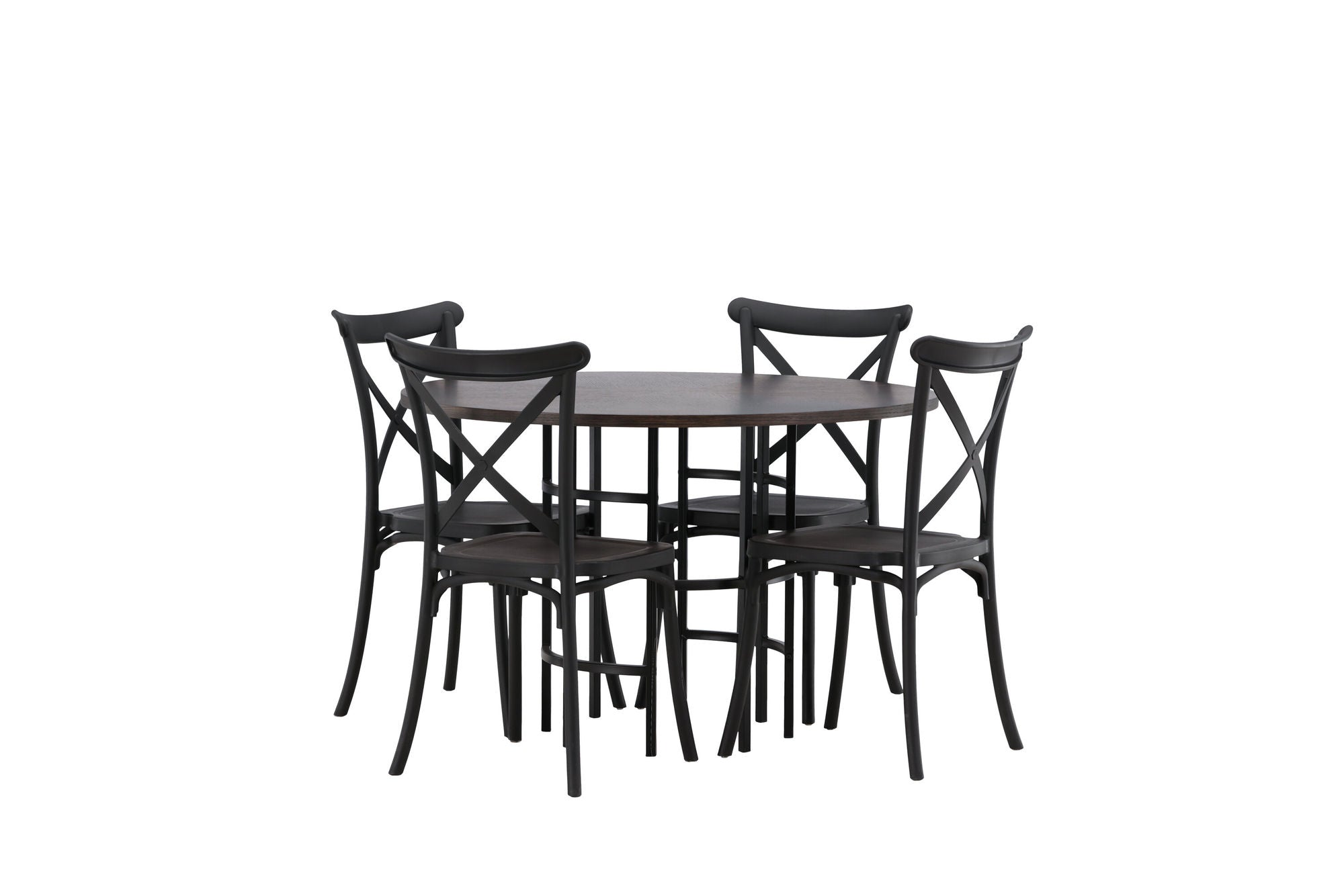 Venture Home Copenhagen spisebord - Black / Mocca Veneer +Crosett Spisebordsstol - Matte Black / Matte Black Plastic _4