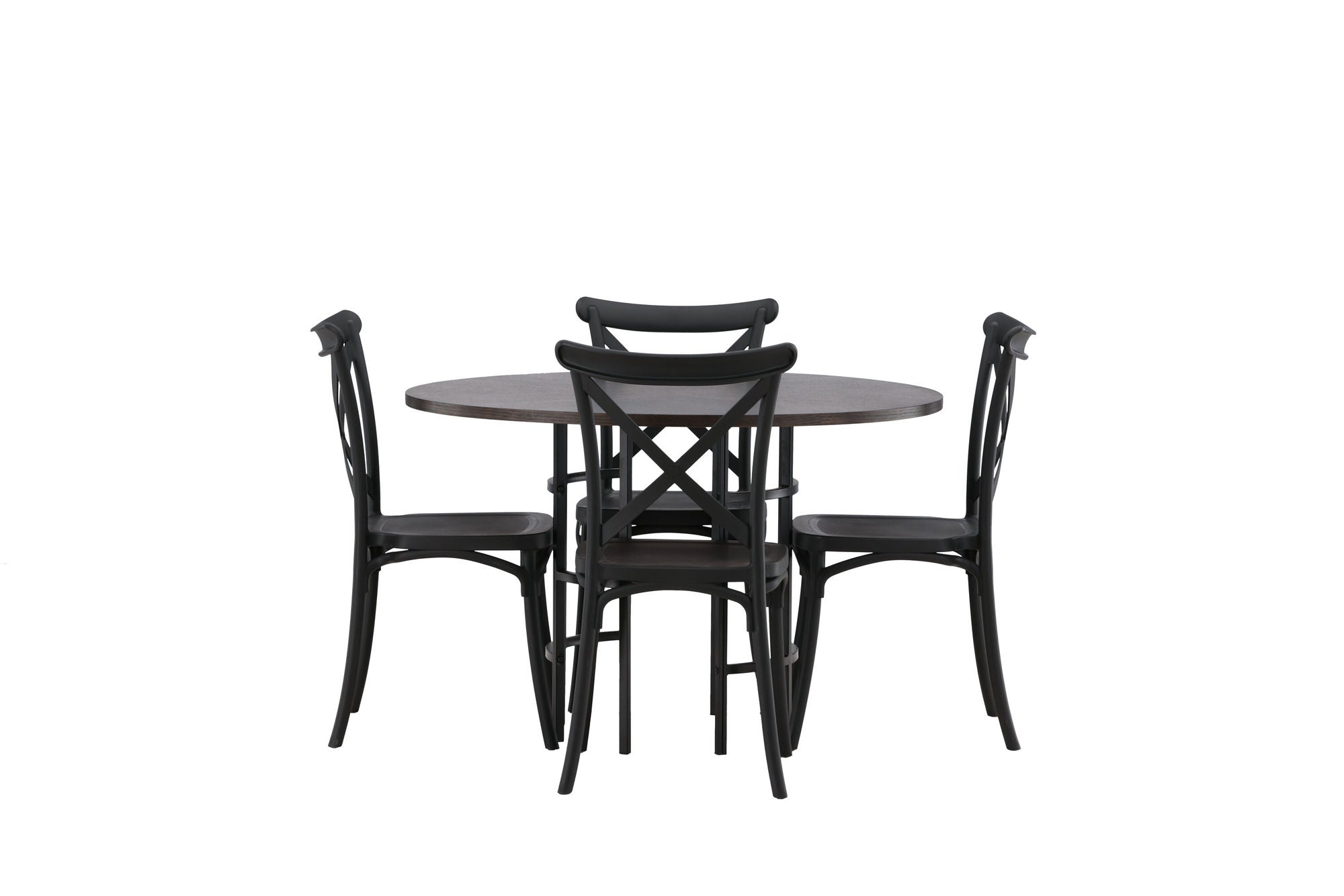 Venture Home Copenhagen spisebord - Black / Mocca Veneer +Crosett Spisebordsstol - Matte Black / Matte Black Plastic _4