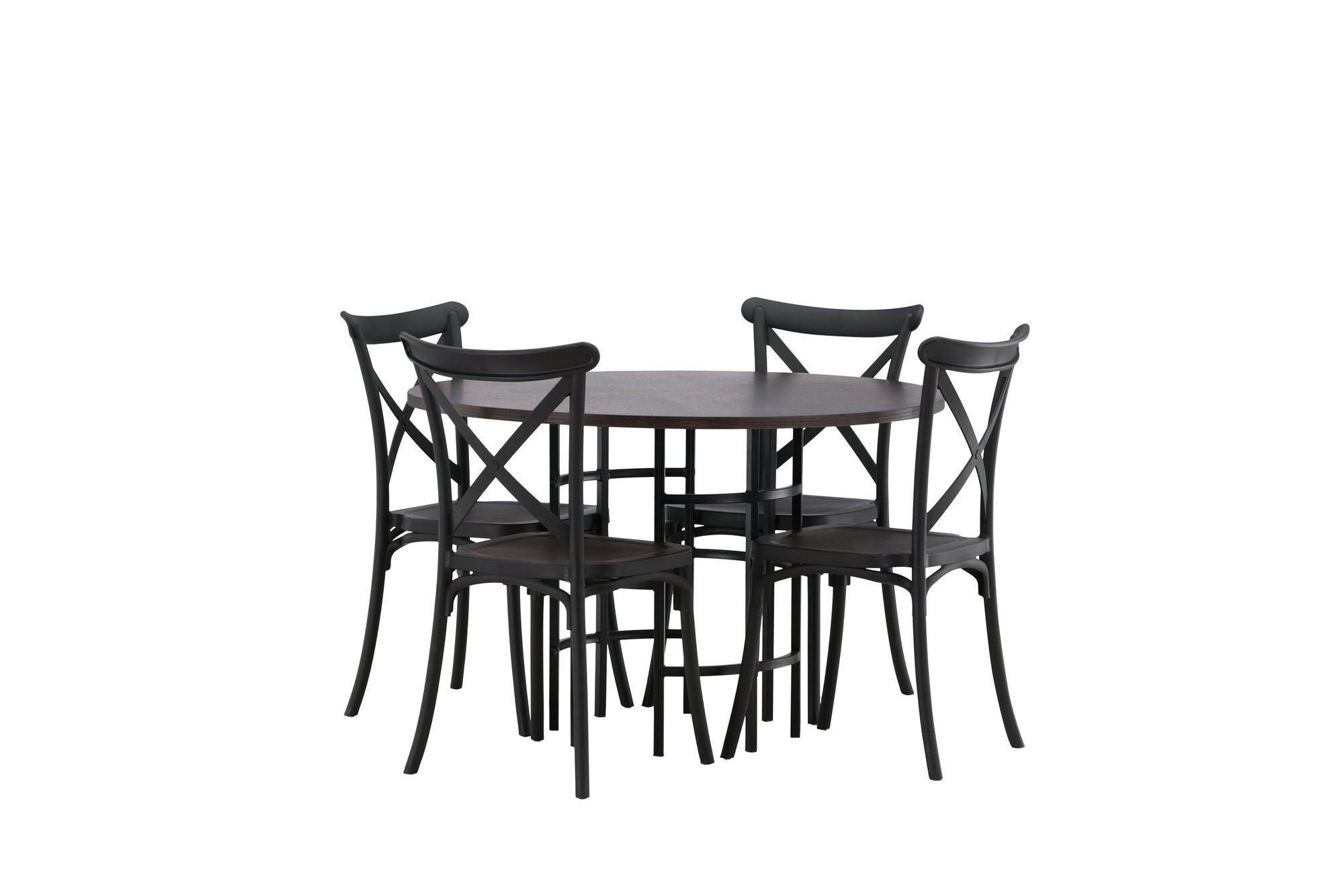 Venture Home Copenhagen spisebord - Black / Mocca Veneer +Crosett Spisebordsstol - Matte Black / Matte Black Plastic _4