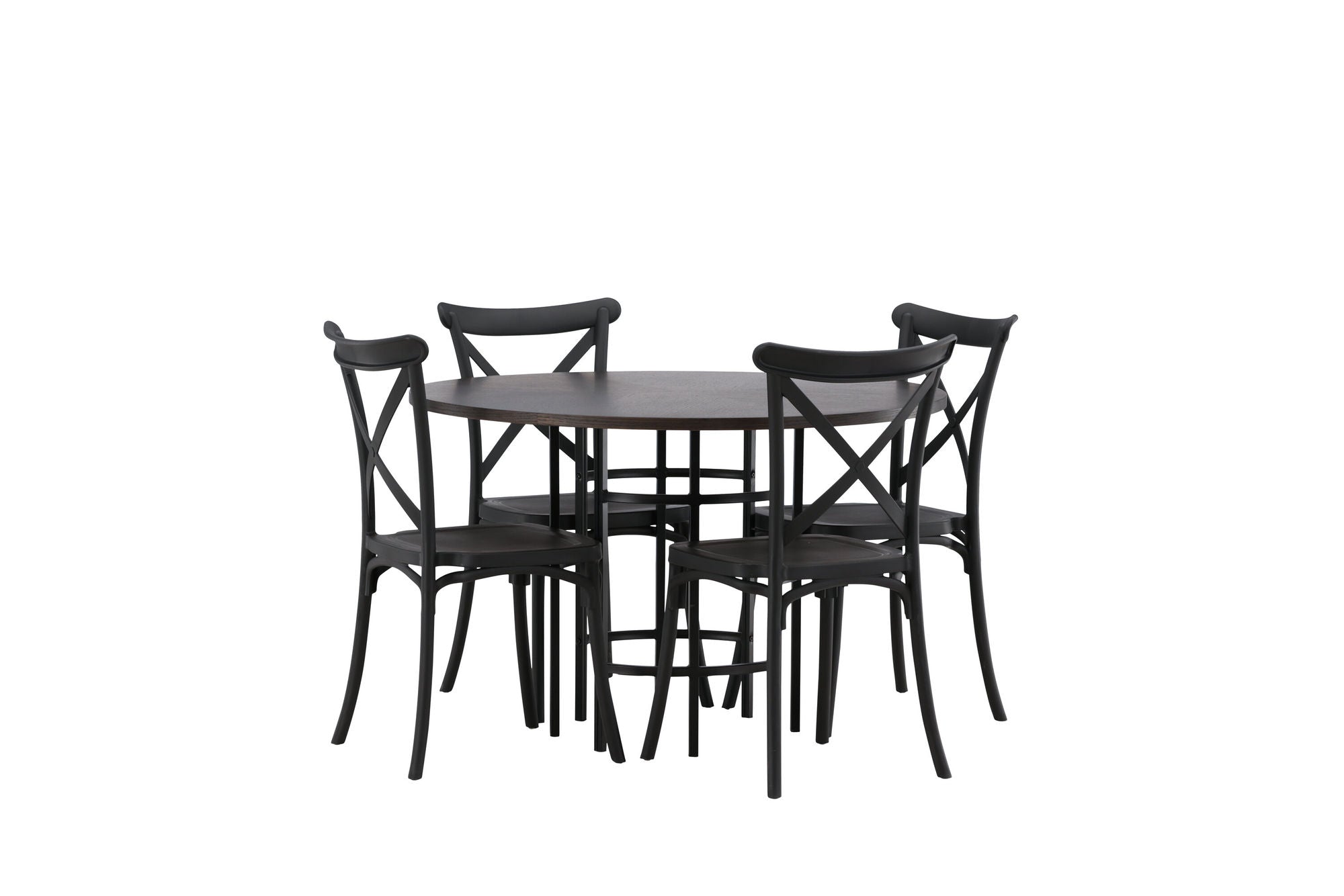 Venture Home Copenhagen spisebord - Black / Mocca Veneer +Crosett Spisebordsstol - Matte Black / Matte Black Plastic _4