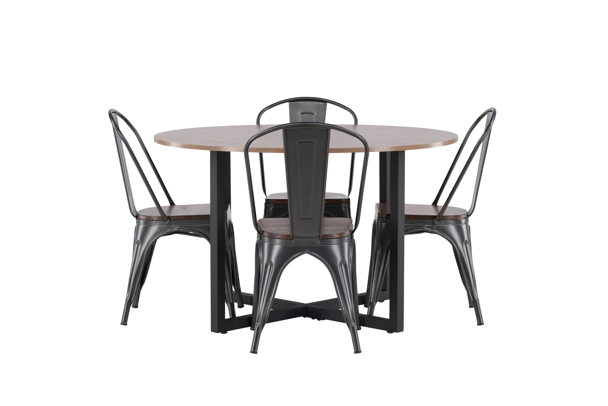 Venture Home Durango spisebord - Black / Walnut MDF +Tempe Spisebordsstol - Dark grey / Dark Brown MDF _4