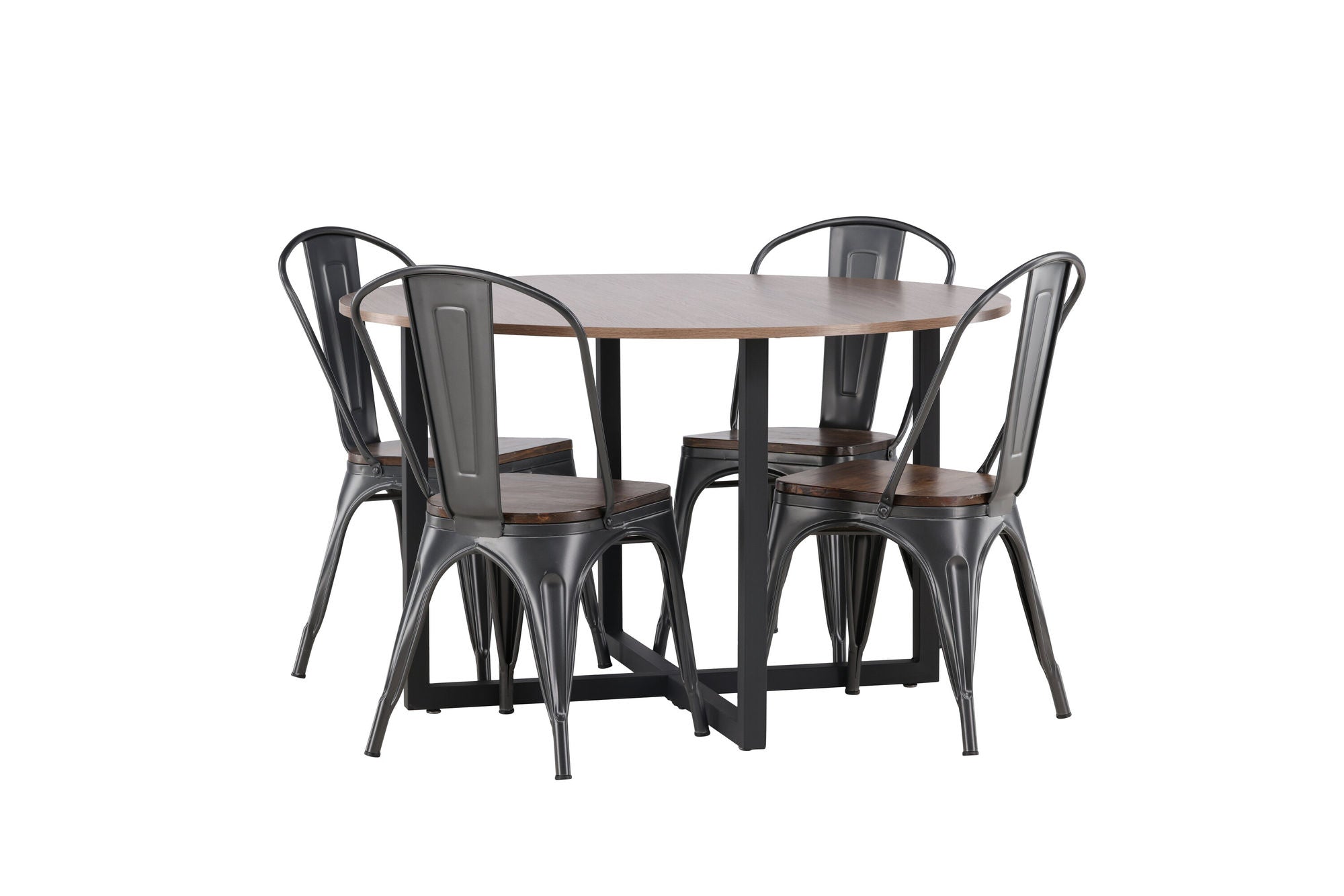 Venture Home Durango spisebord - Black / Walnut MDF +Tempe Spisebordsstol - Dark grey / Dark Brown MDF _4