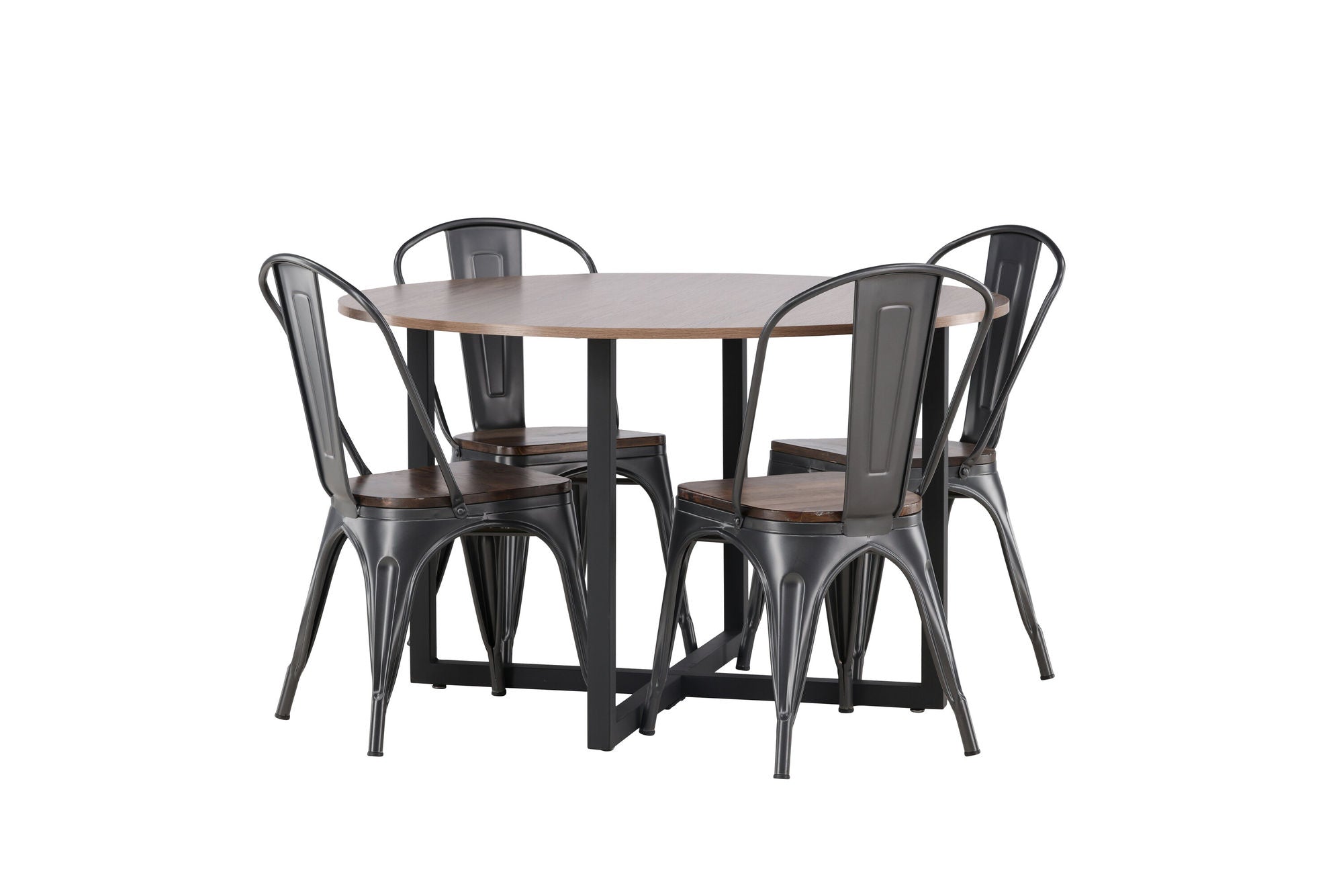 Venture Home Durango spisebord - Black / Walnut MDF +Tempe Spisebordsstol - Dark grey / Dark Brown MDF _4